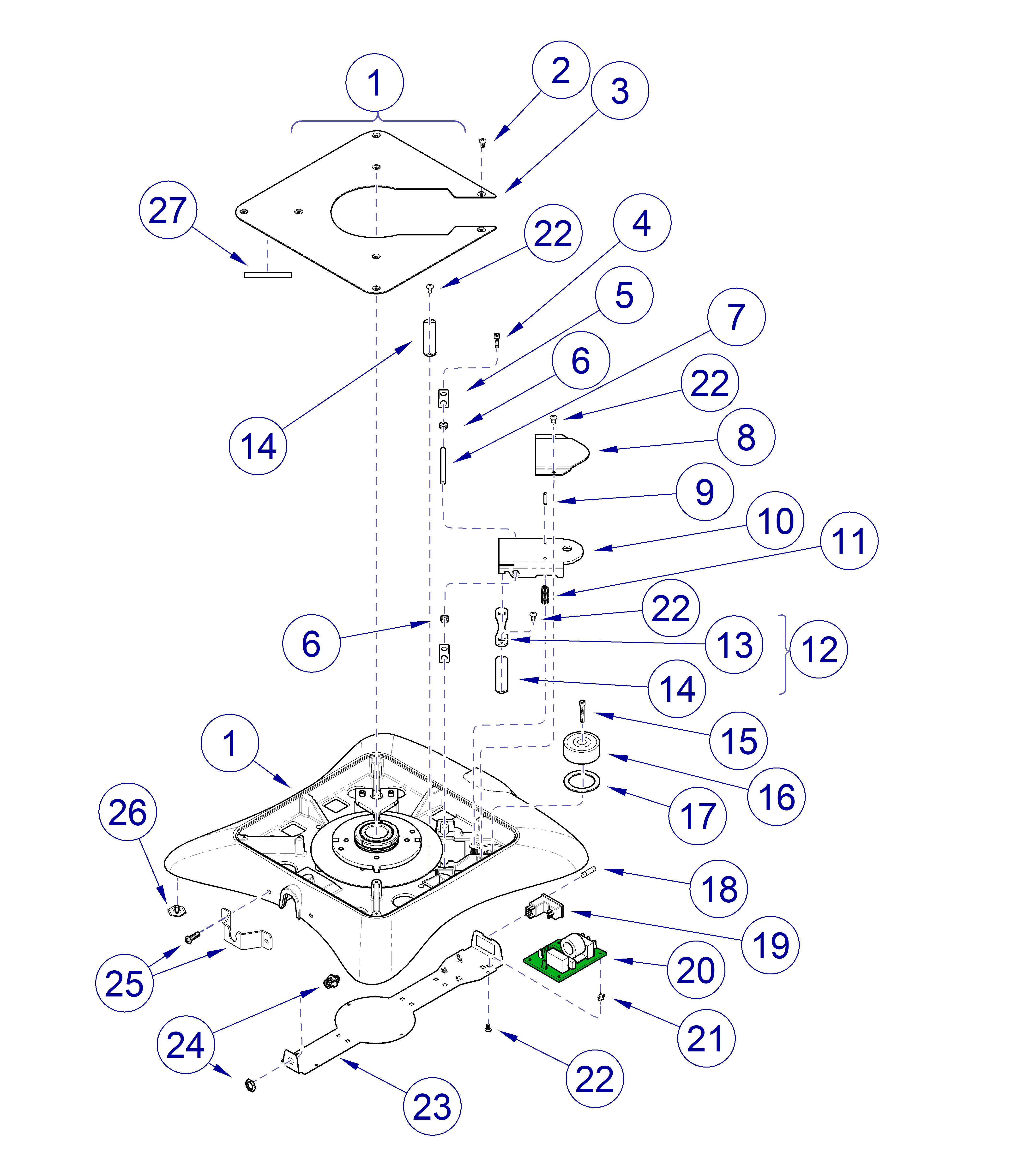 230 and 630 Chair  Rotational Base Lower Section