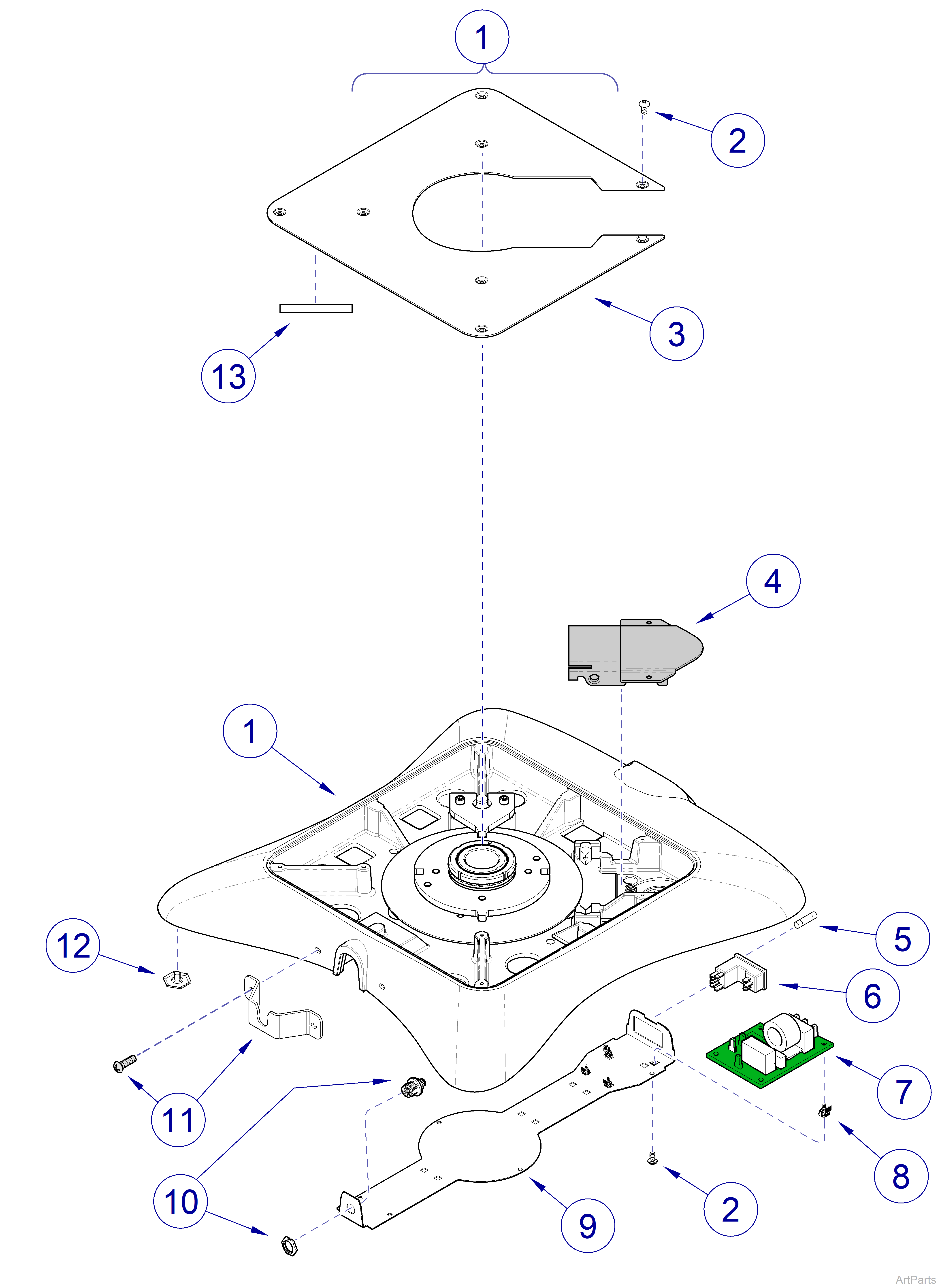 647 Chair Rotational Base: Lower Section