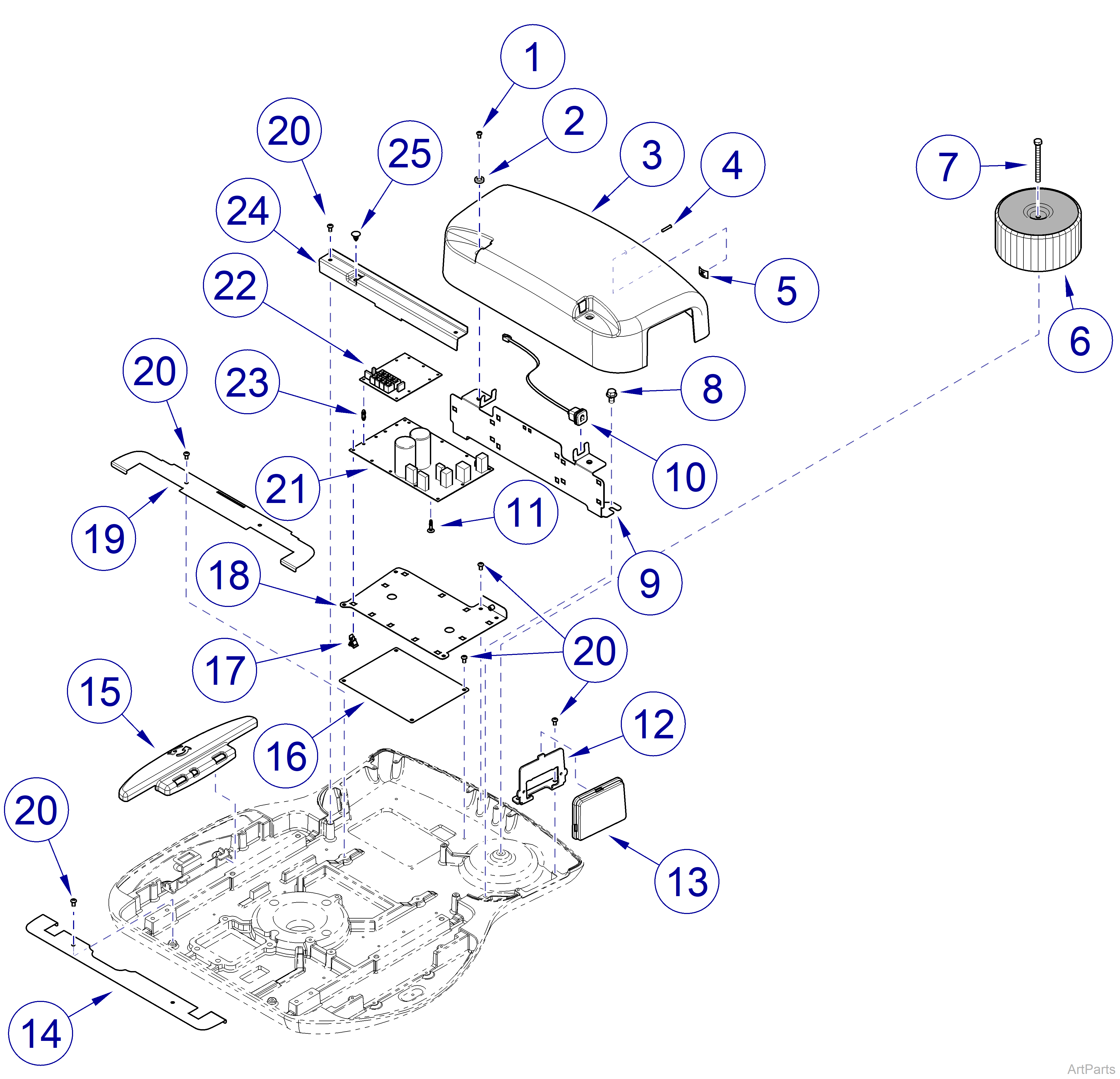 630 Human Form® Procedures ChairRotational Upper Base (Covers & Electrical Components)