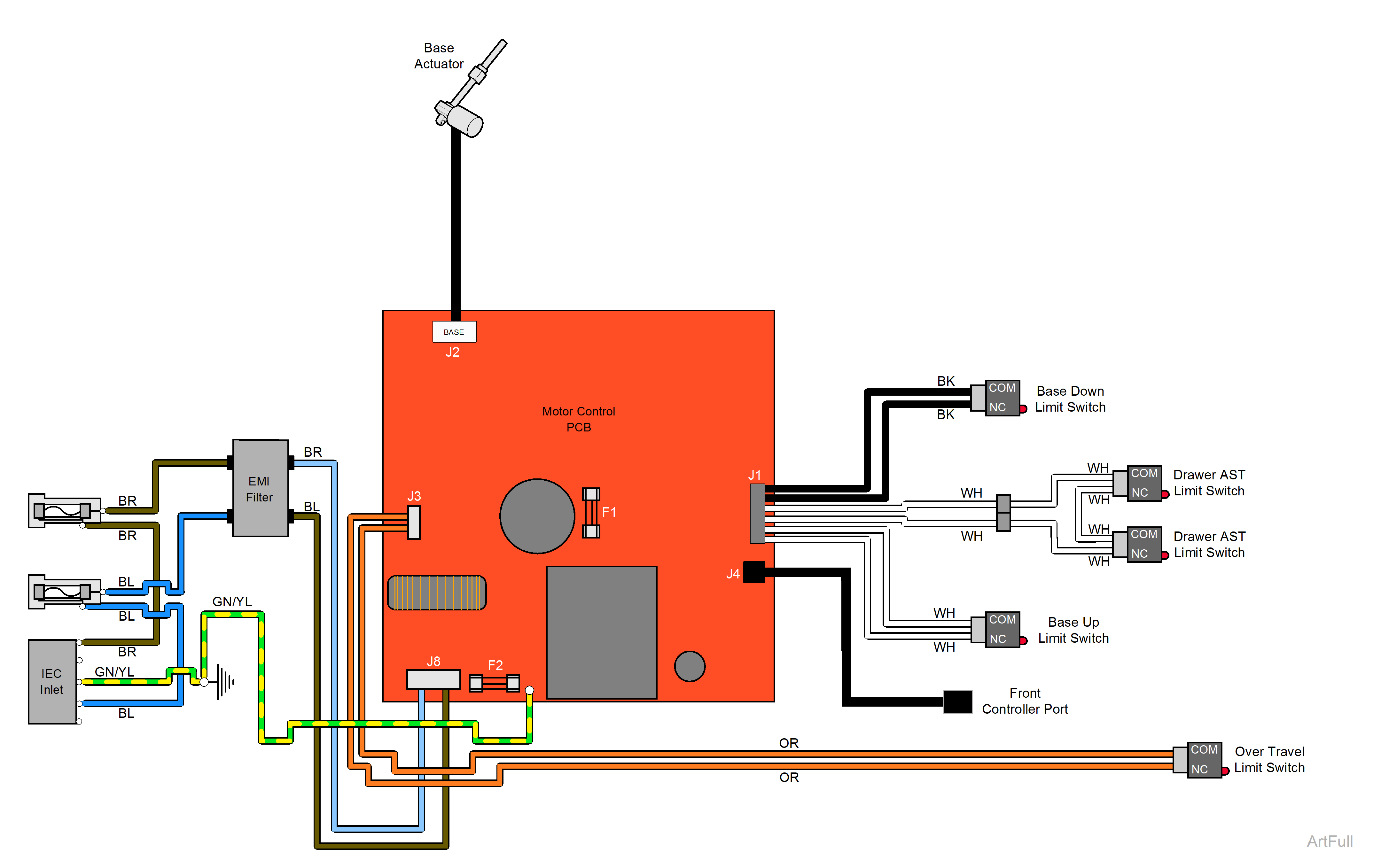 224 Exam Chair Base Up / Down Function Theory of Operation