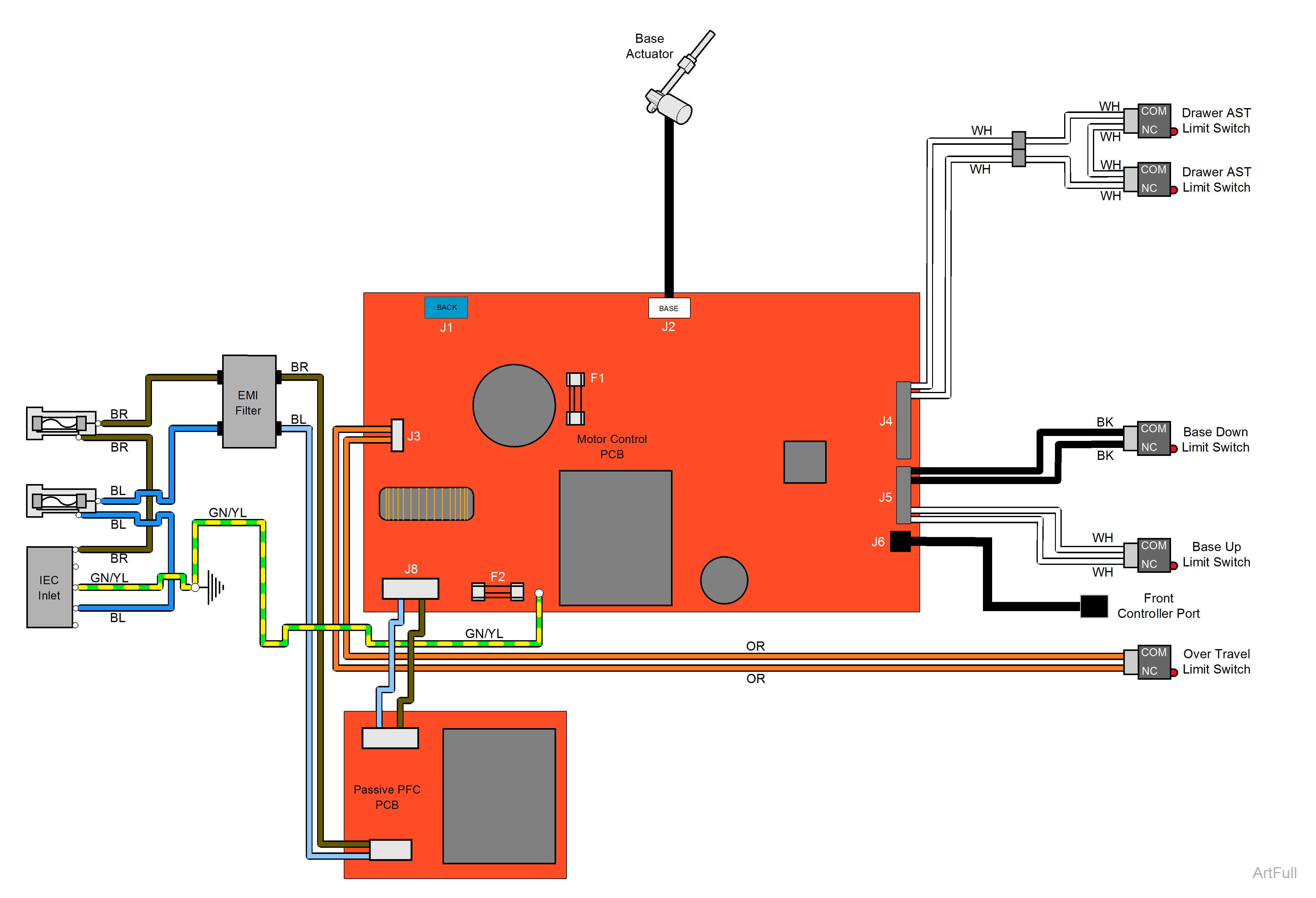 225 Exam Chair Base Up / Down Function Theory of Operation