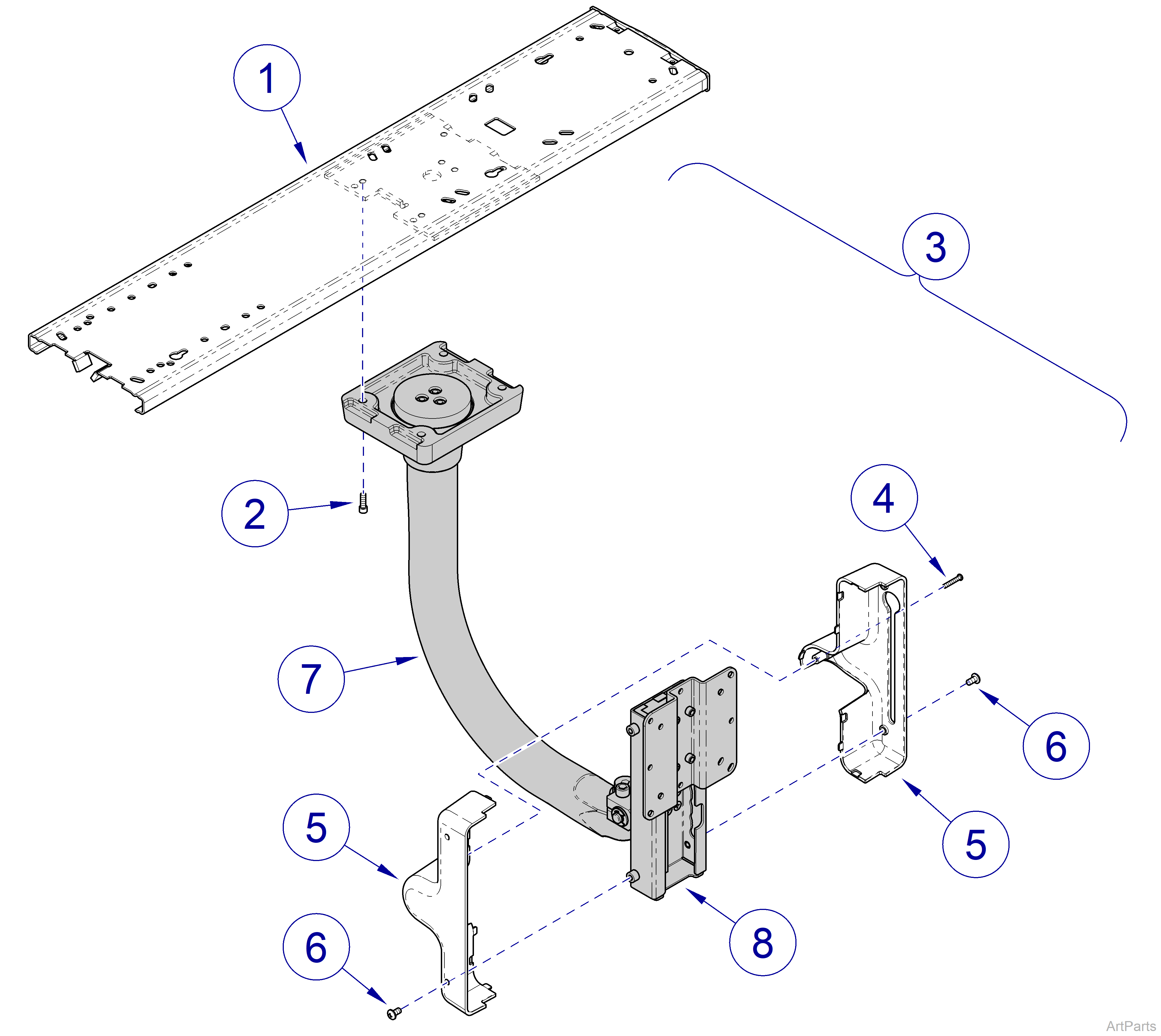 Midmark Synthesis® Cabinetry Monitor Mount Arm Assembly