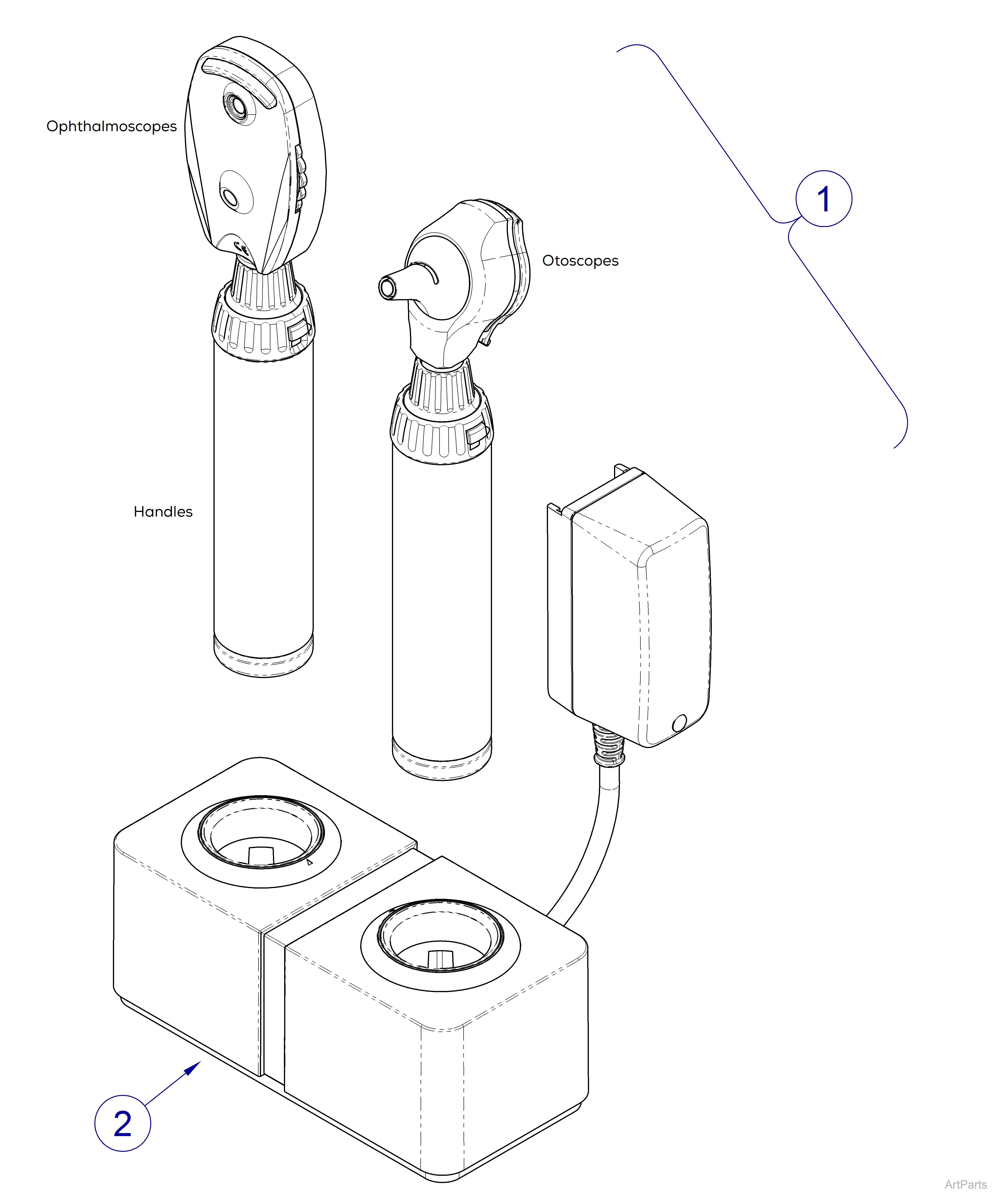 Midmark / Heine Otoscopes and Ophthalmoscopes NT4 Desktop Systems