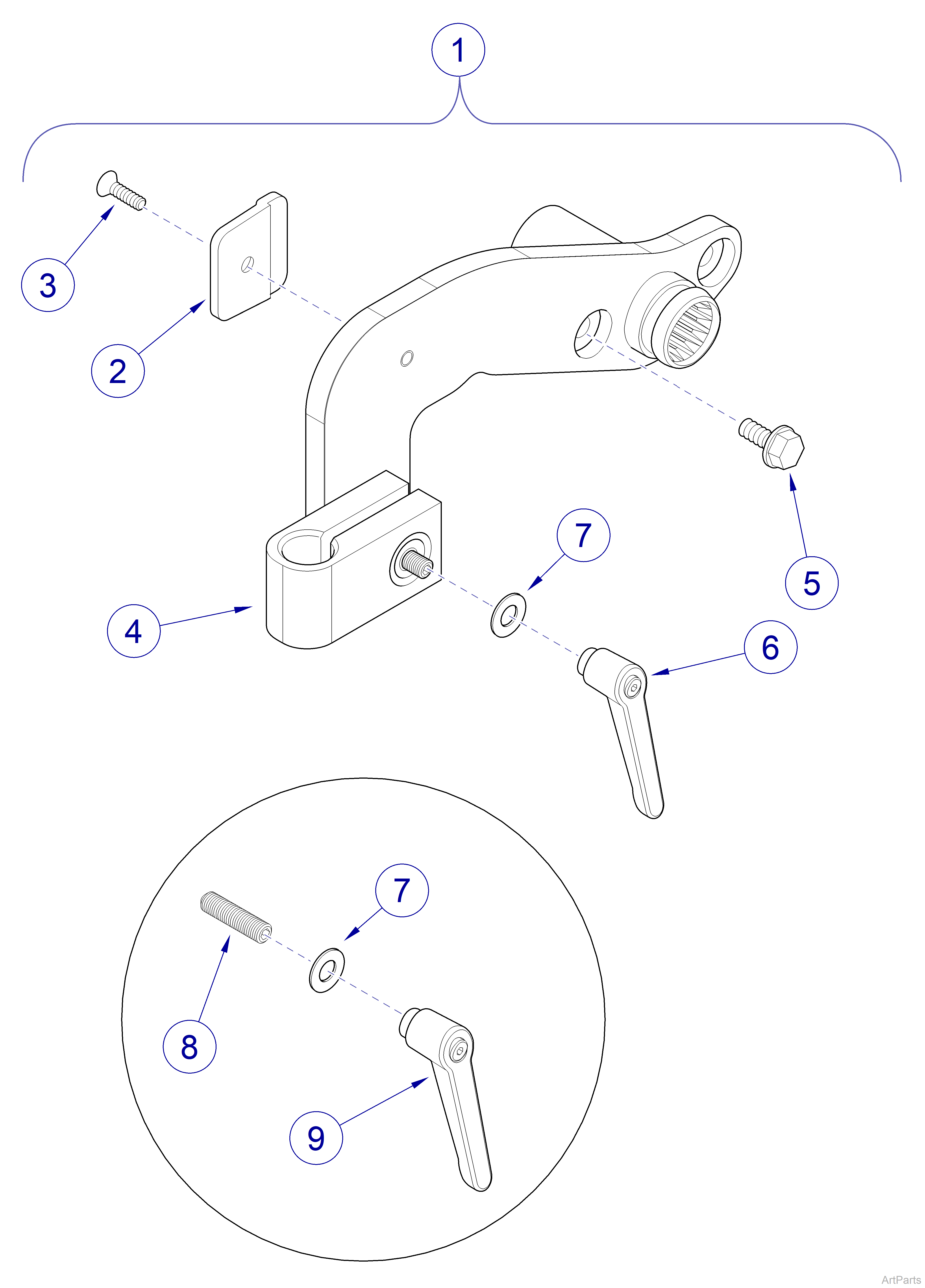 9A641001 Knee Crutch Brackets