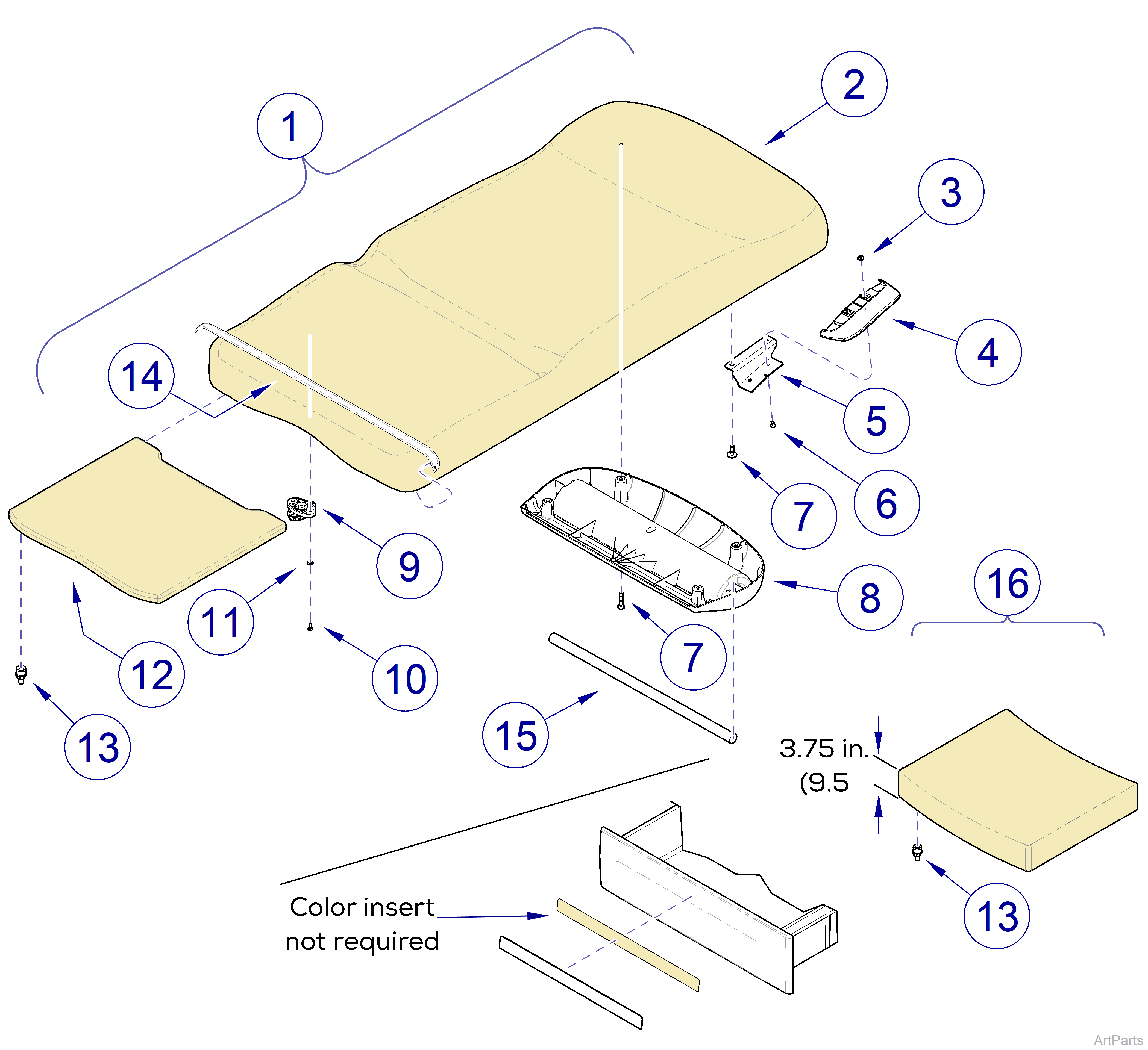 625 Table Premium UltraFree Upholstery, 28-inch wide