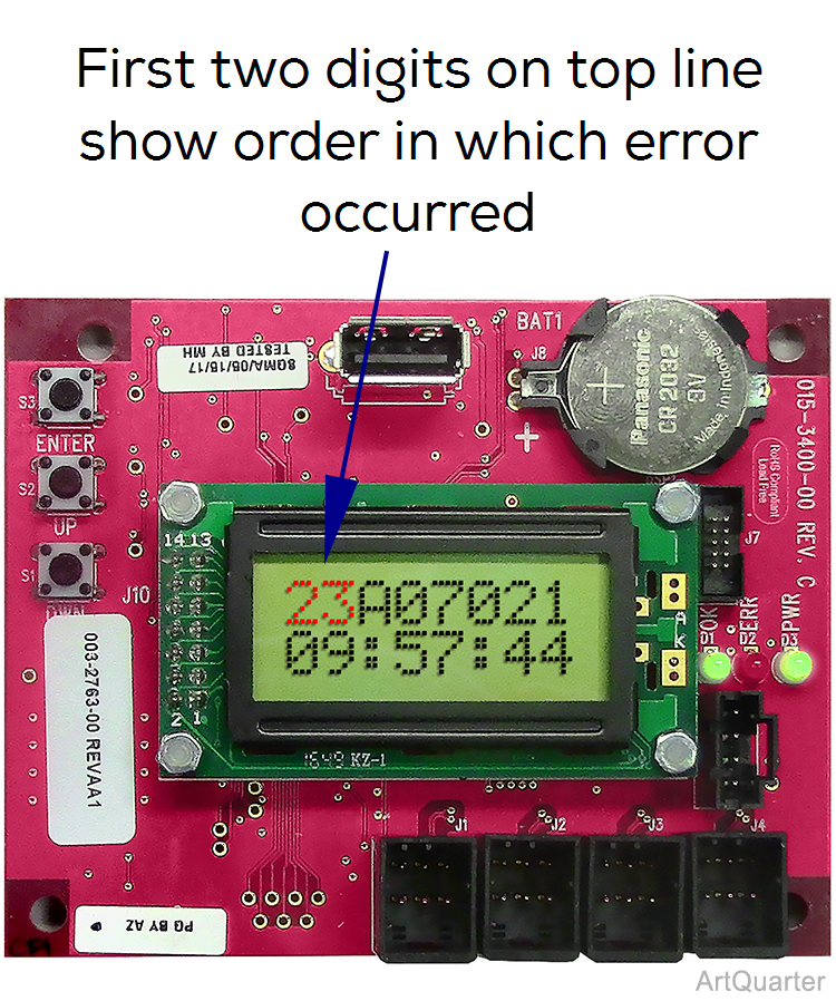 626 Chair Error History Display -1st two digits on top line