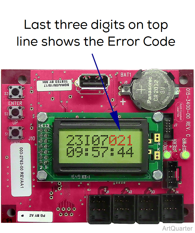 626 Chair Error History Display - last three digits on top line