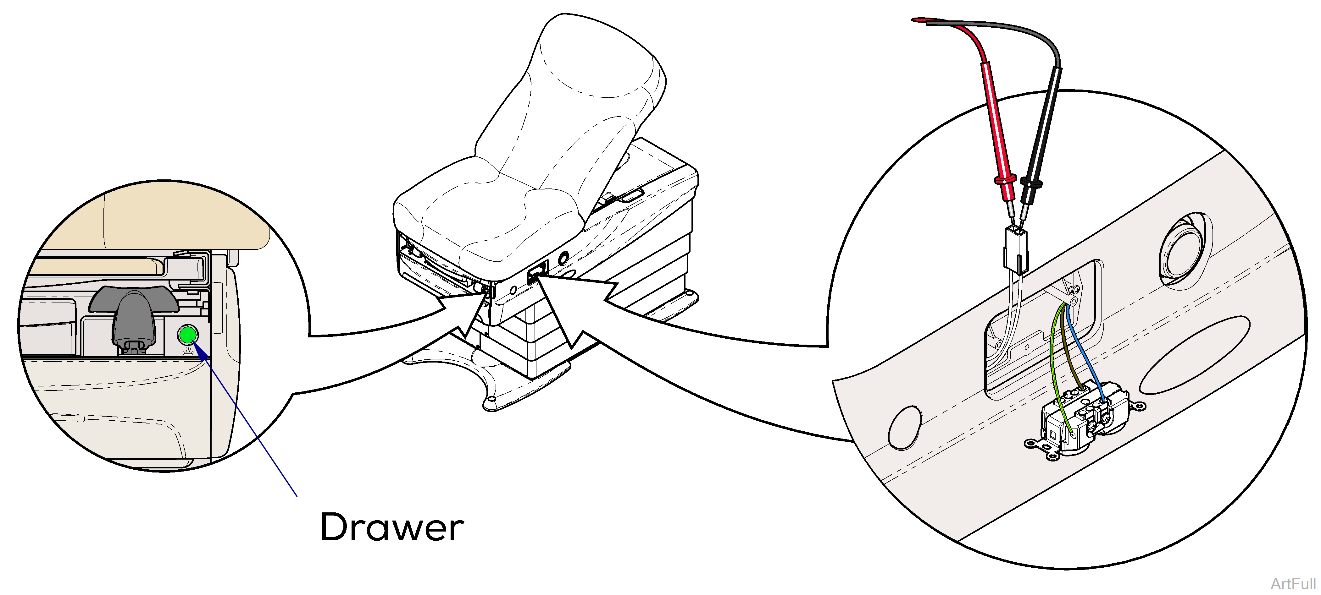 626 Chair Drawer Heater Switch Test