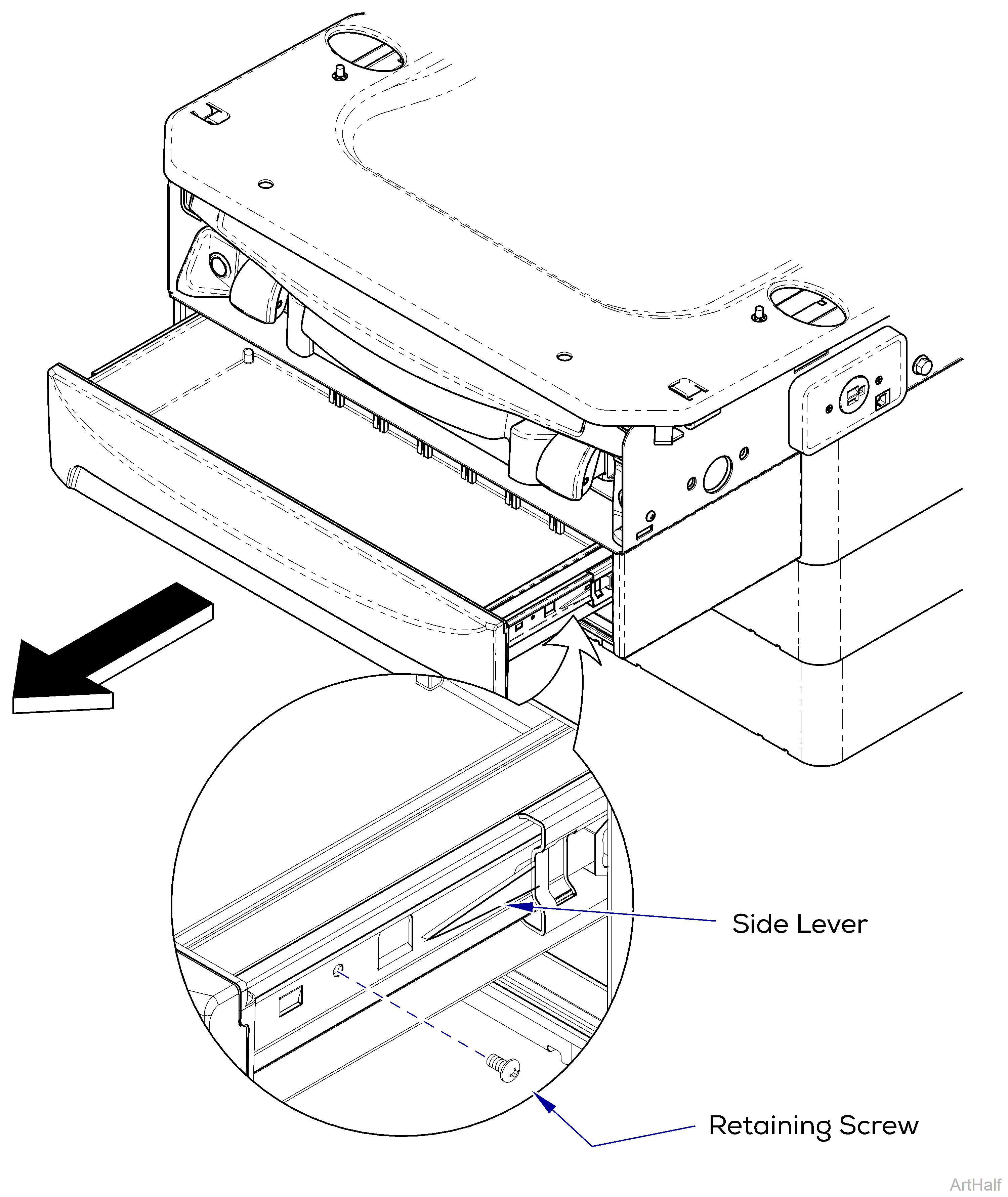 626 Chair Remove Front Drawer