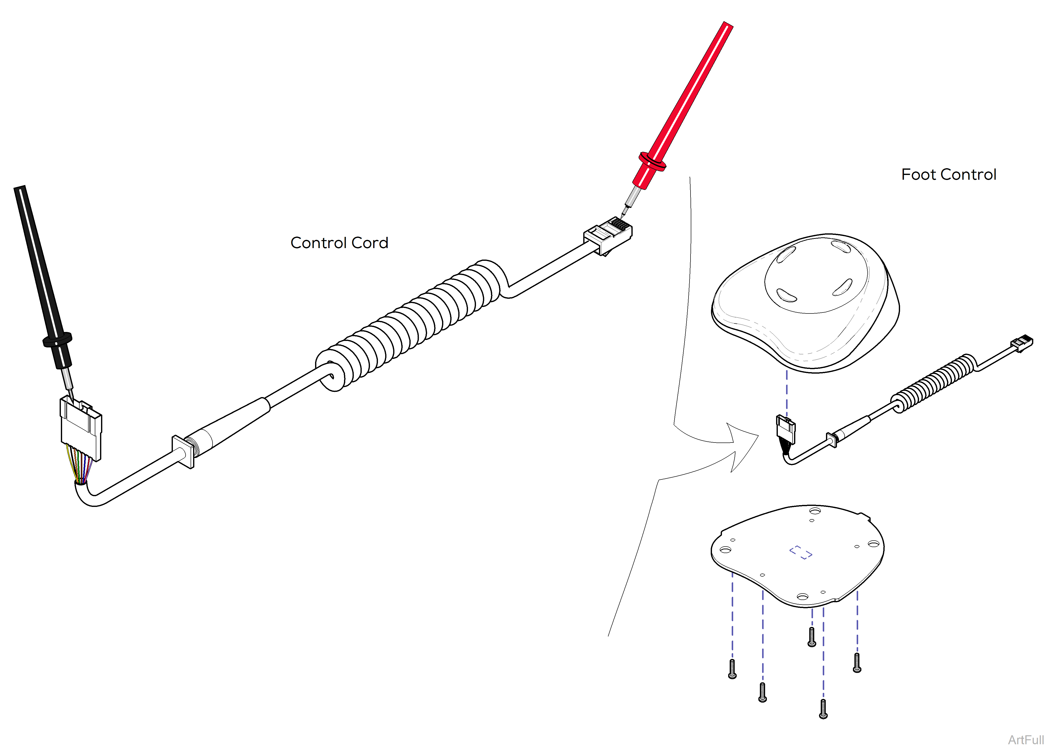 627 Chair Foot Control Cord Test and Repair