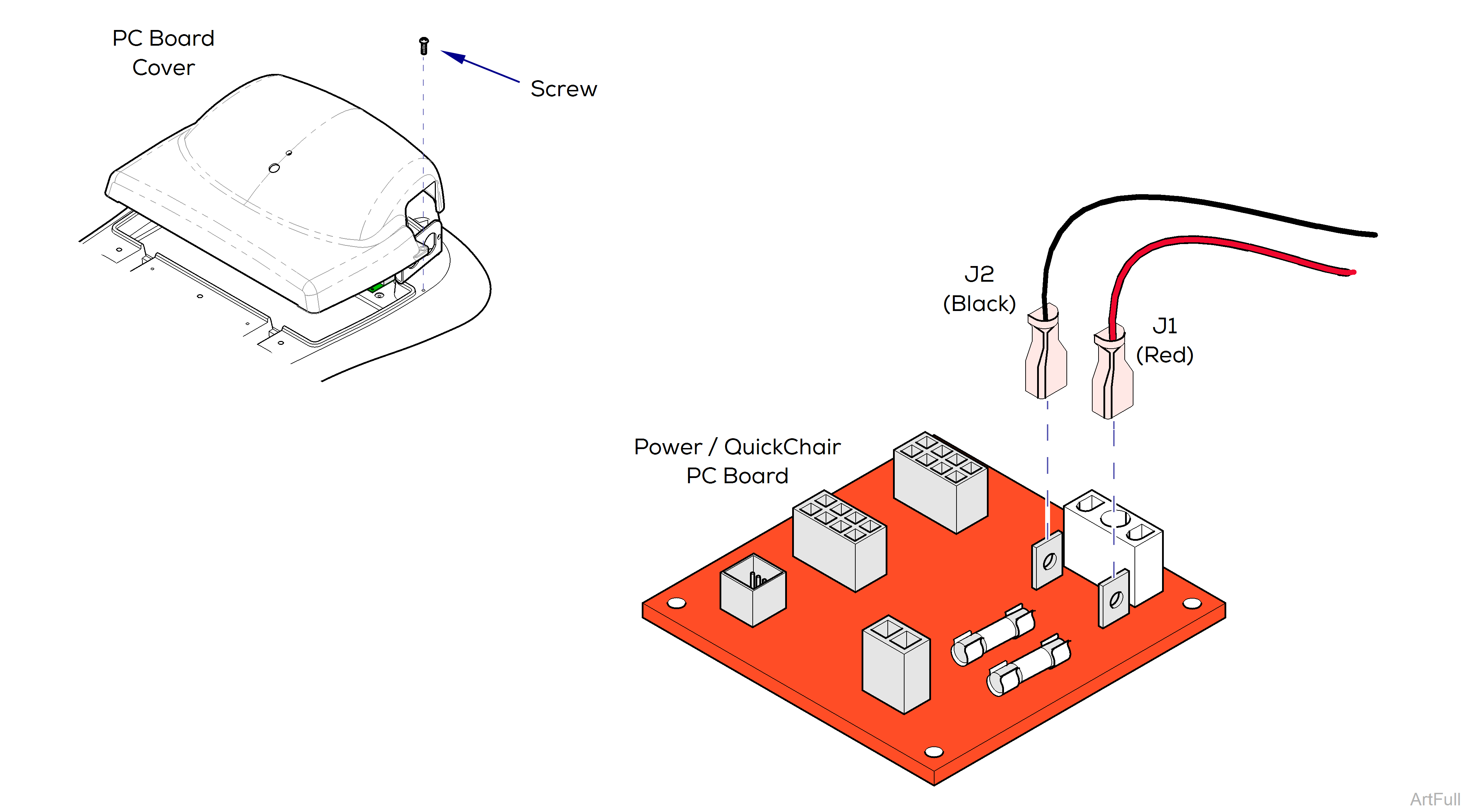 646 Chair PC Board Cover Access Procedures