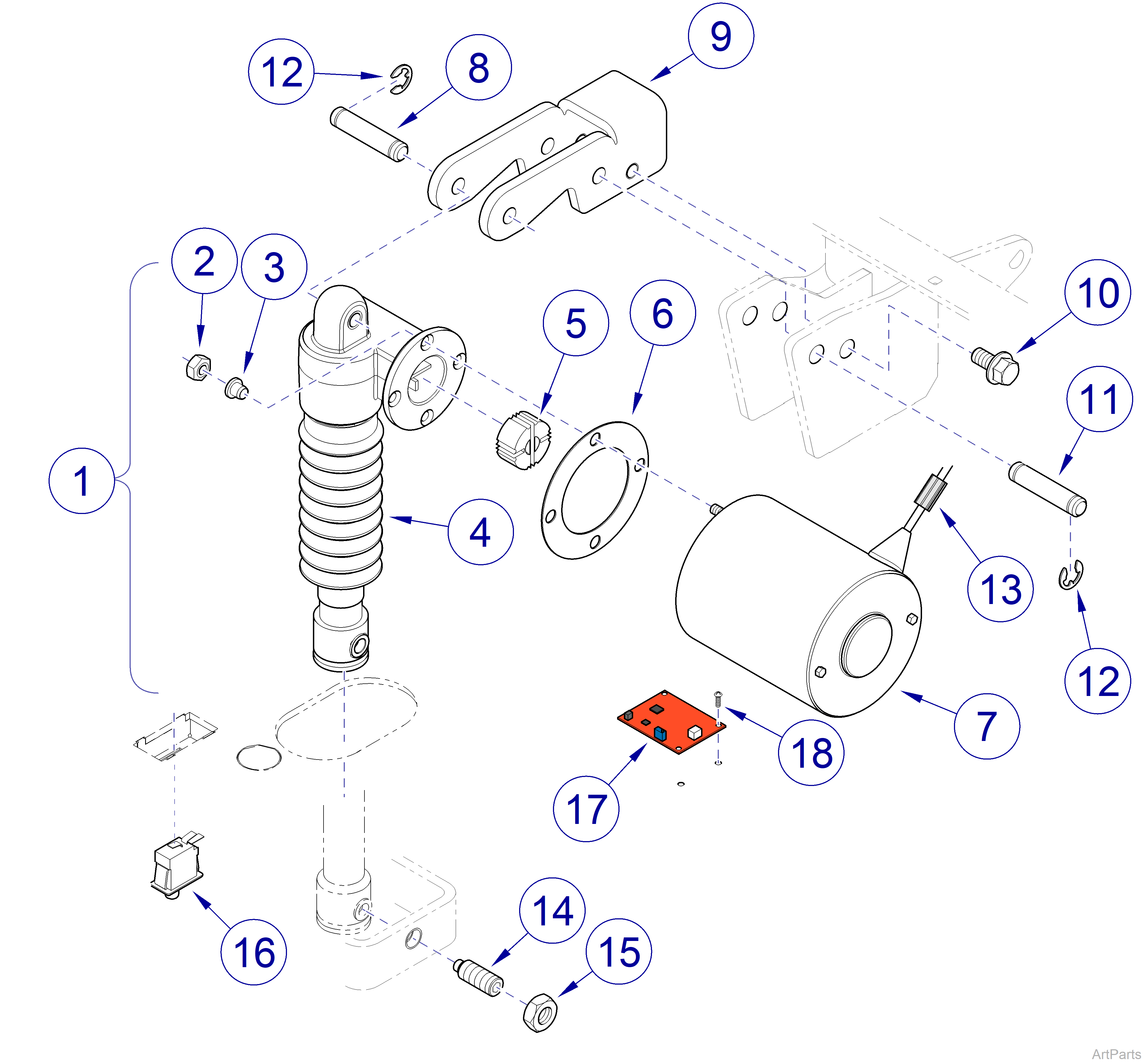 646 Chair Tilt Actuator / Limit Switch / Sensor PC Board