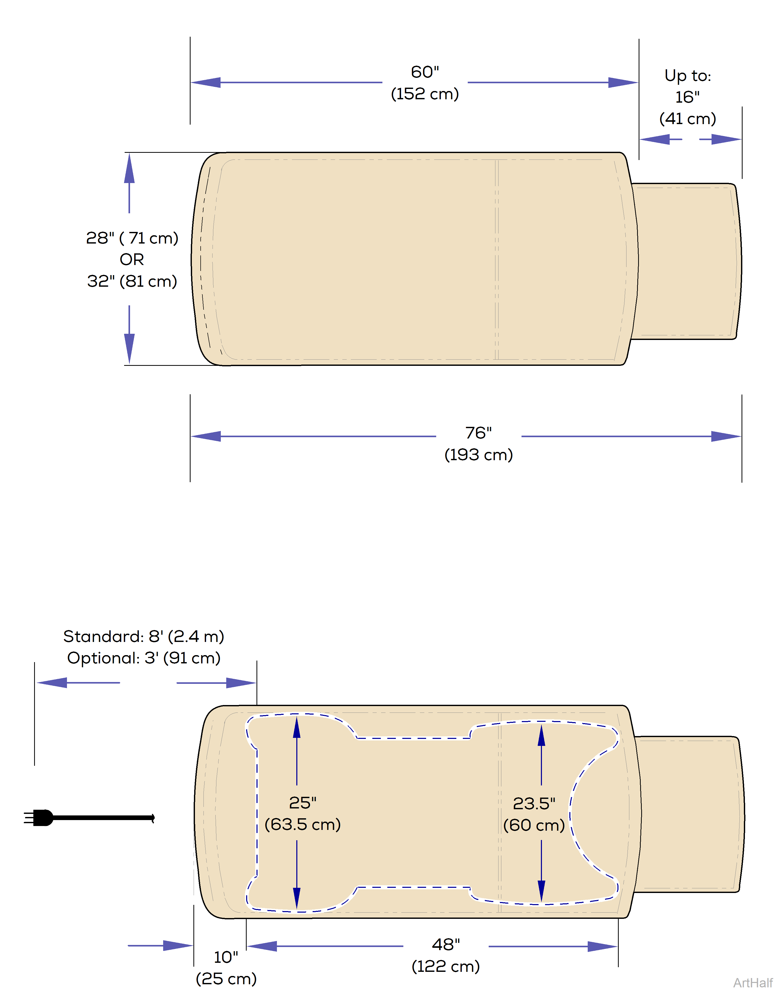 626 Chair Upholstery Top/Base Dimensions