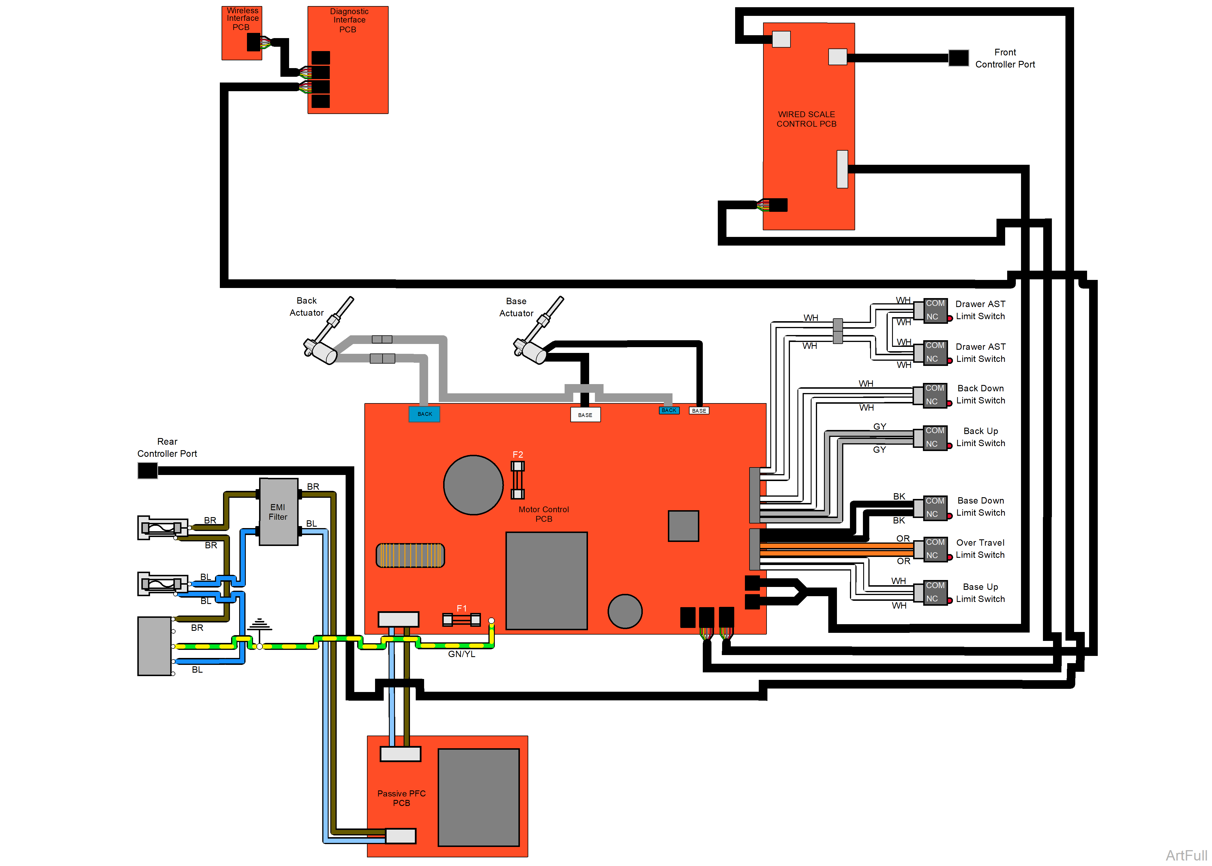 646 Chair Base and Back Functions / Fuses and Connections (-005 /-006)