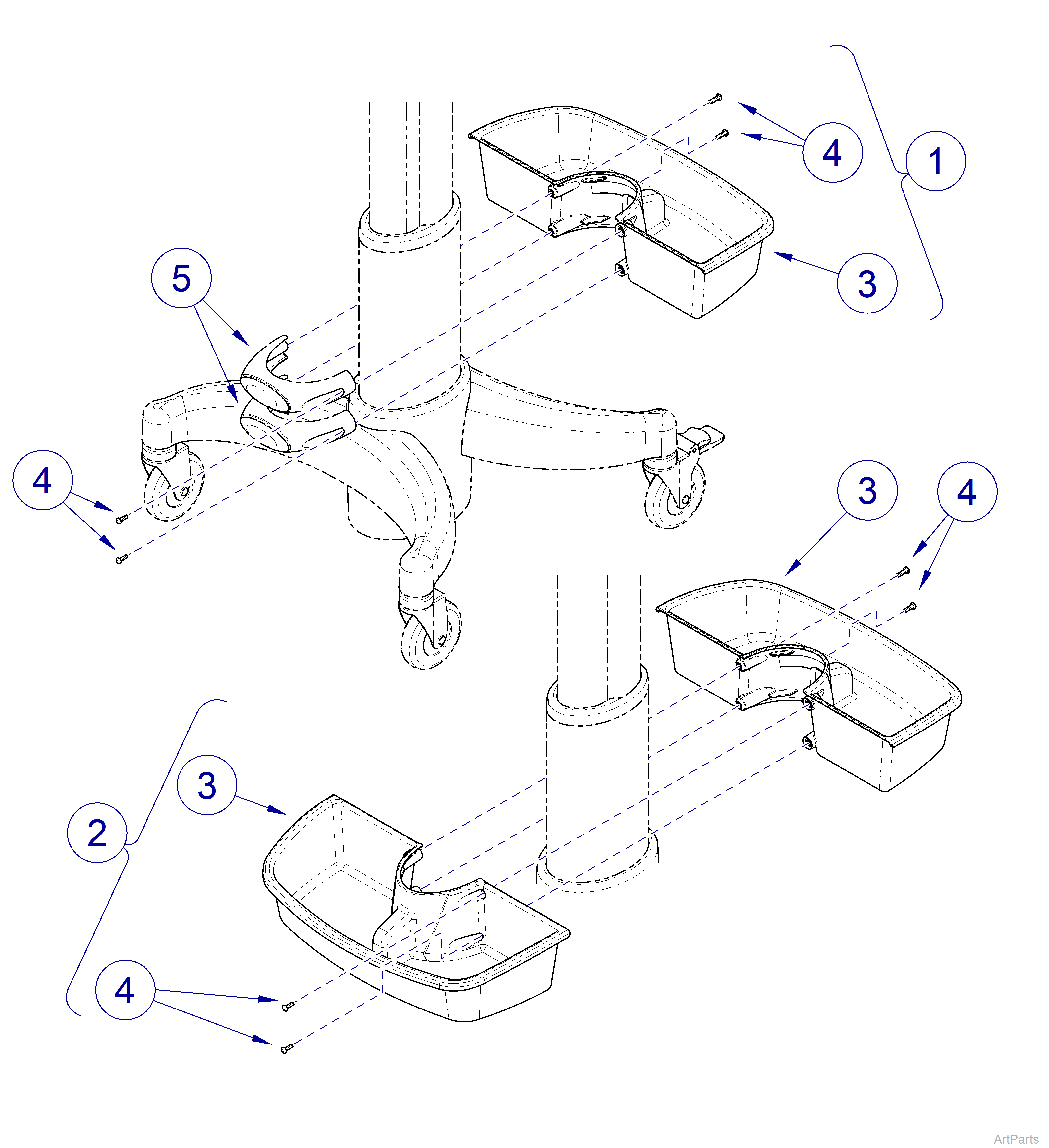 Midmark Workstation Column Bin Assembly