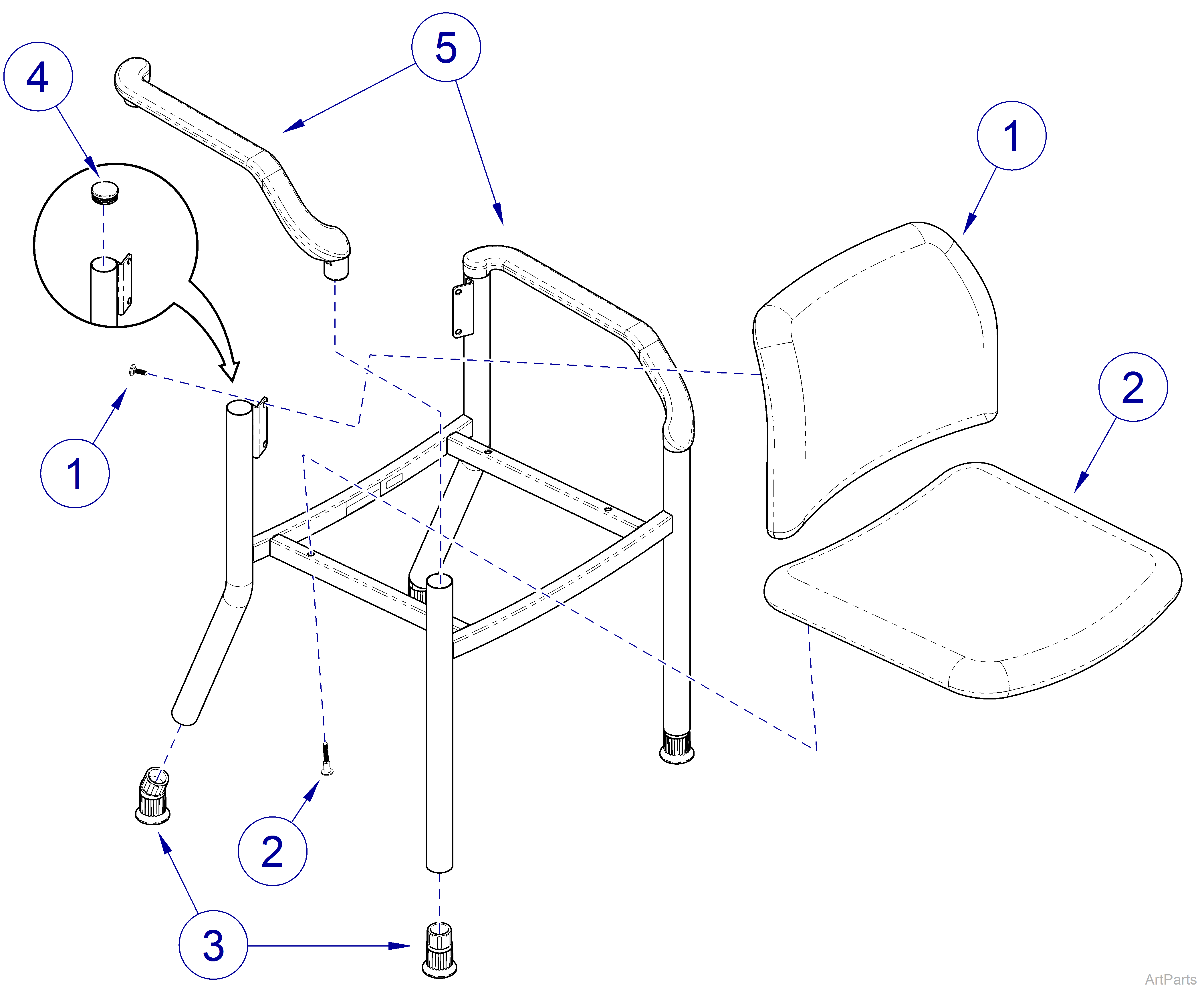 280 and 282 Side Chairs 280 Assembly