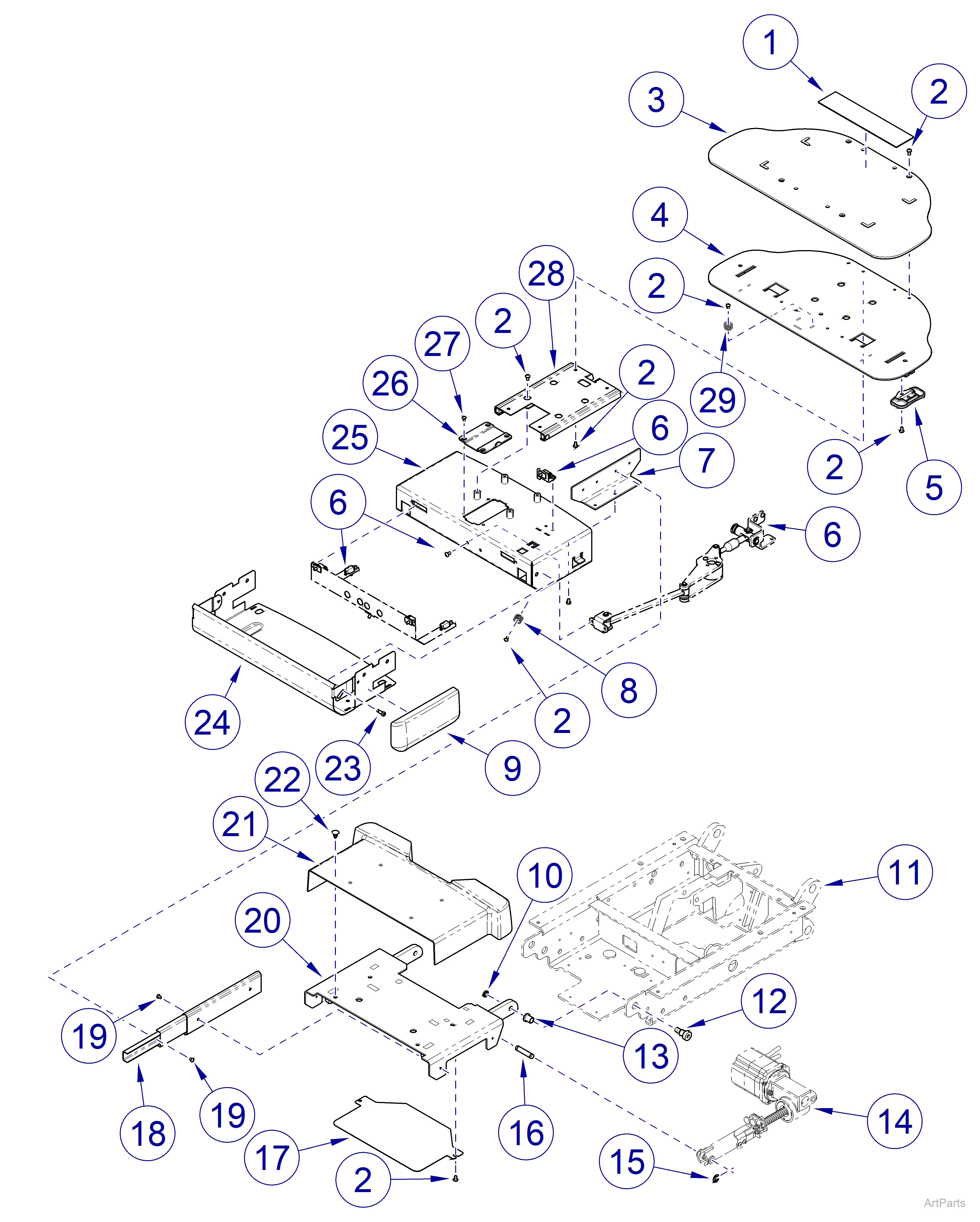 631 Procedure Chair Foot Section - Main Components