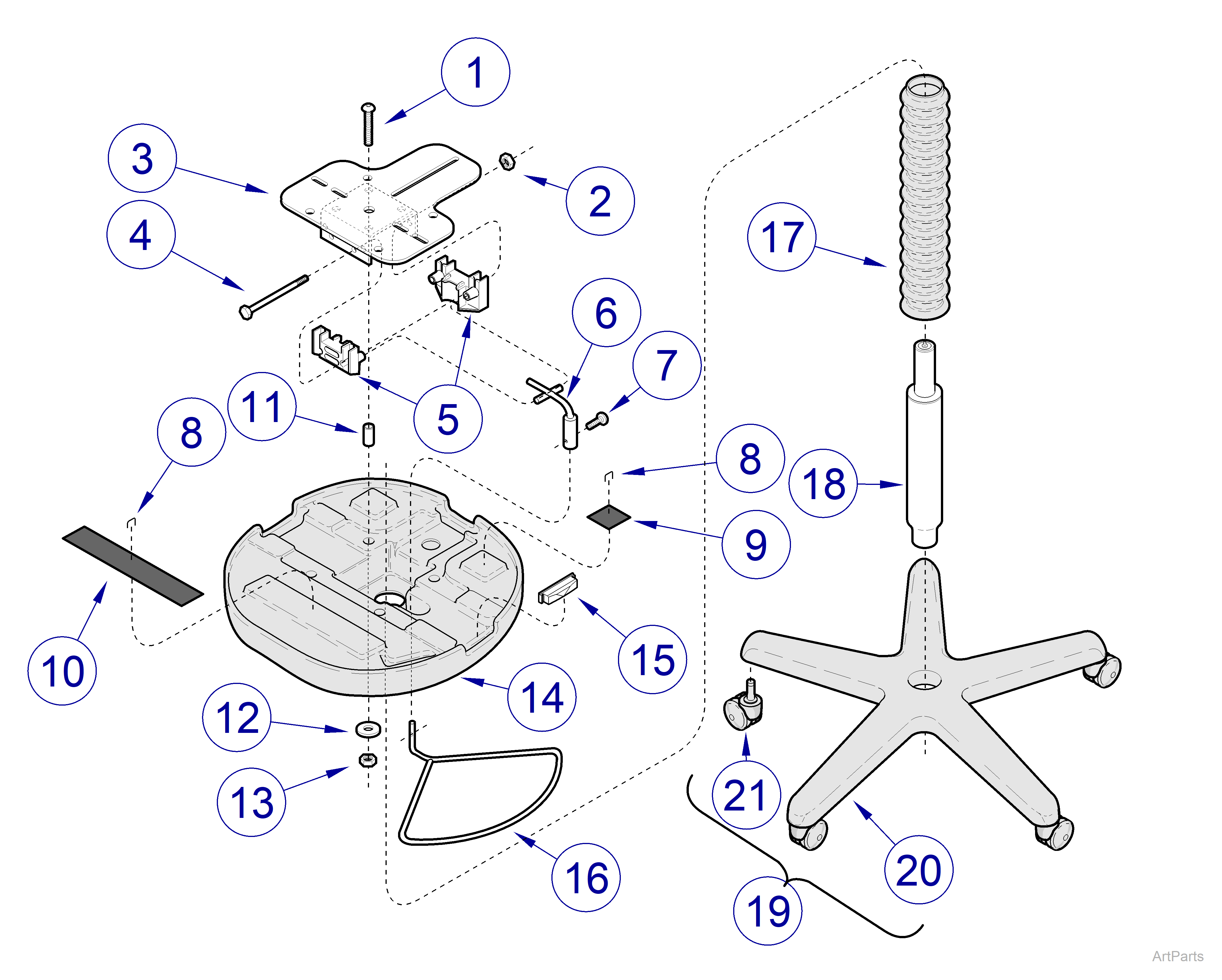 425-001 Stool Assembly - BZ1000 thru BZ5042