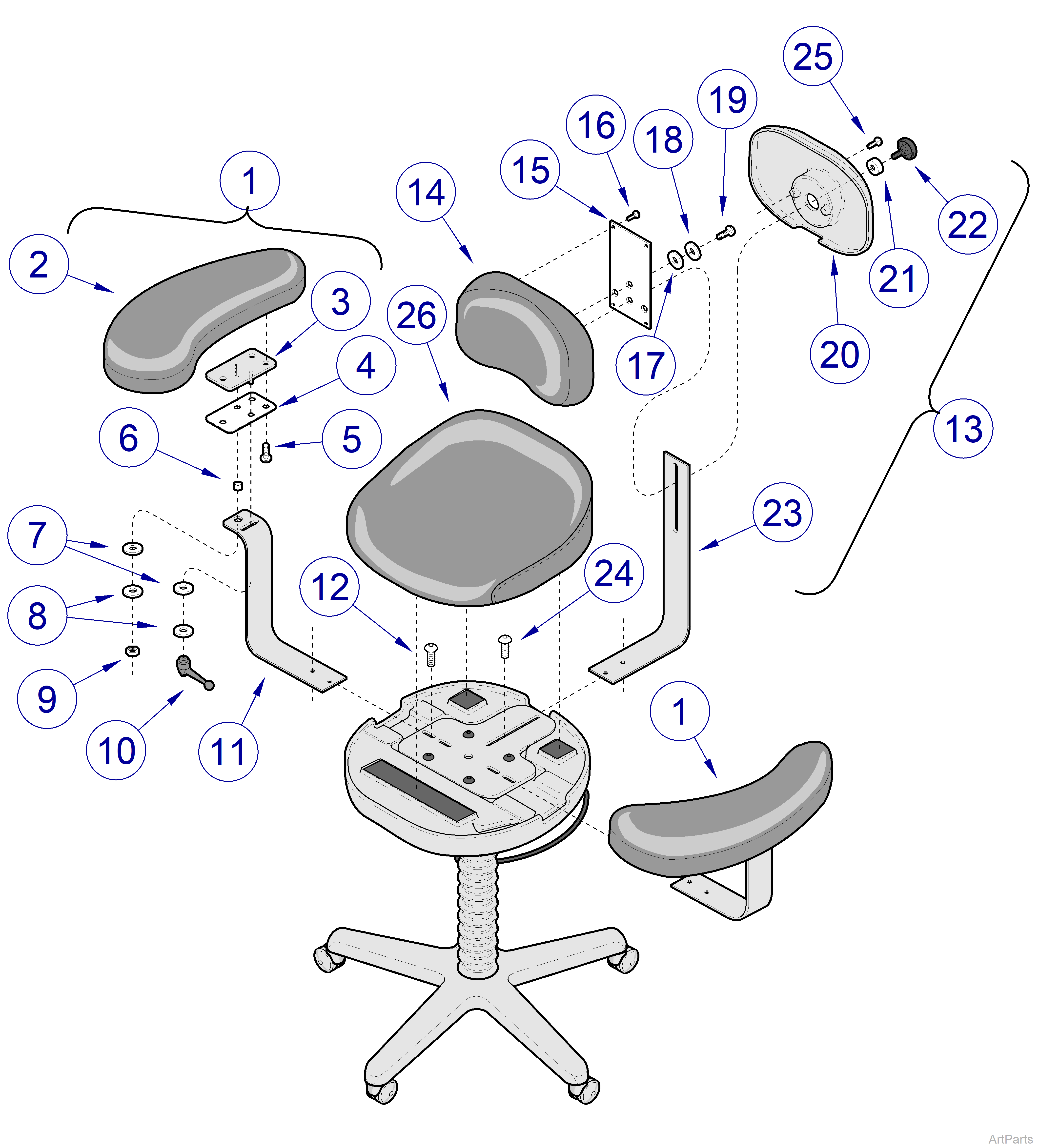 427 Stool Accessories - Serial Number Range: V1134337 thru V1466250 and VAF000001 thru Present