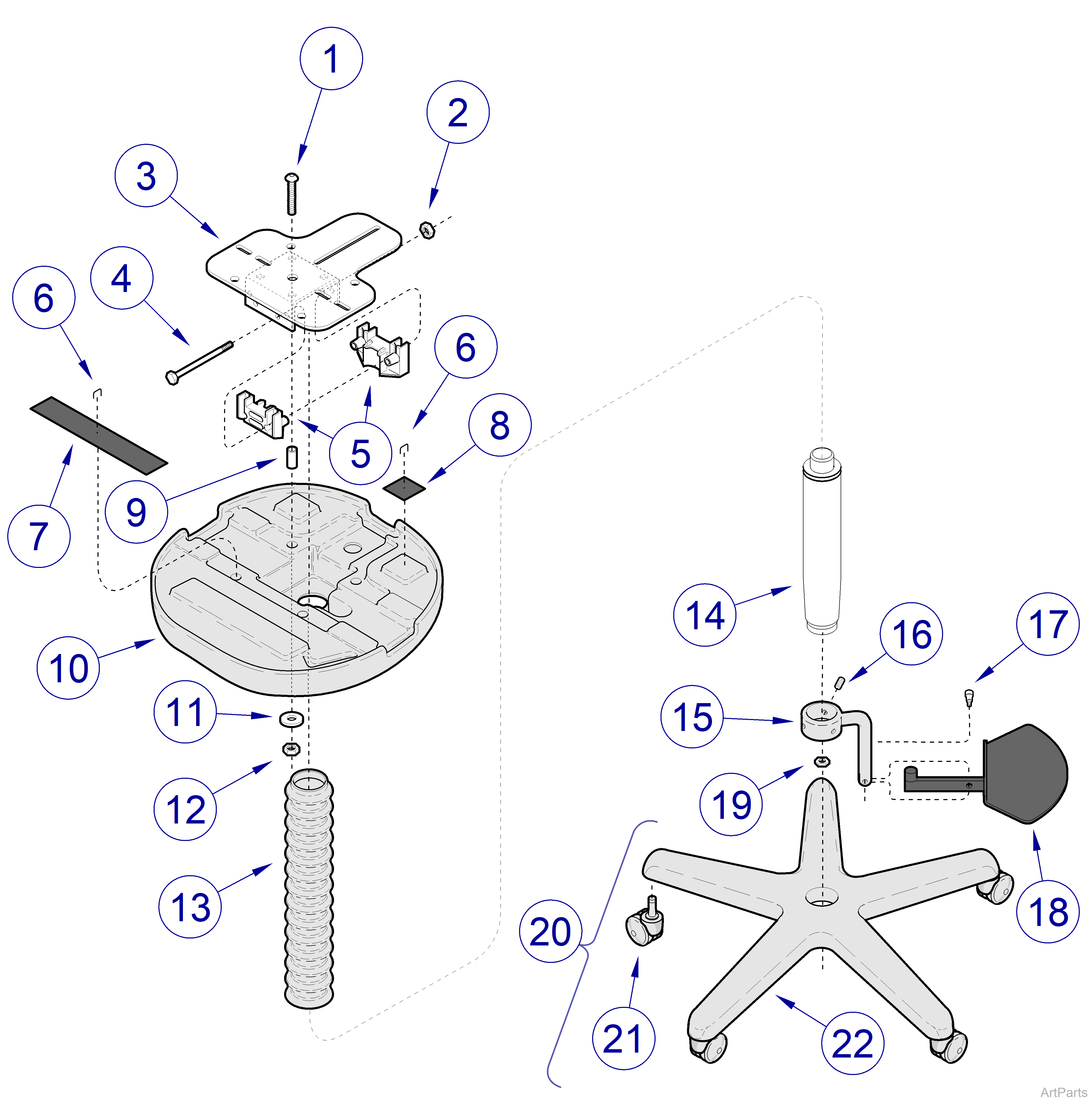 427 Stool Assembly - Serial Number Range: BZ1835 thru BZ6818 and V2200 thru V289596