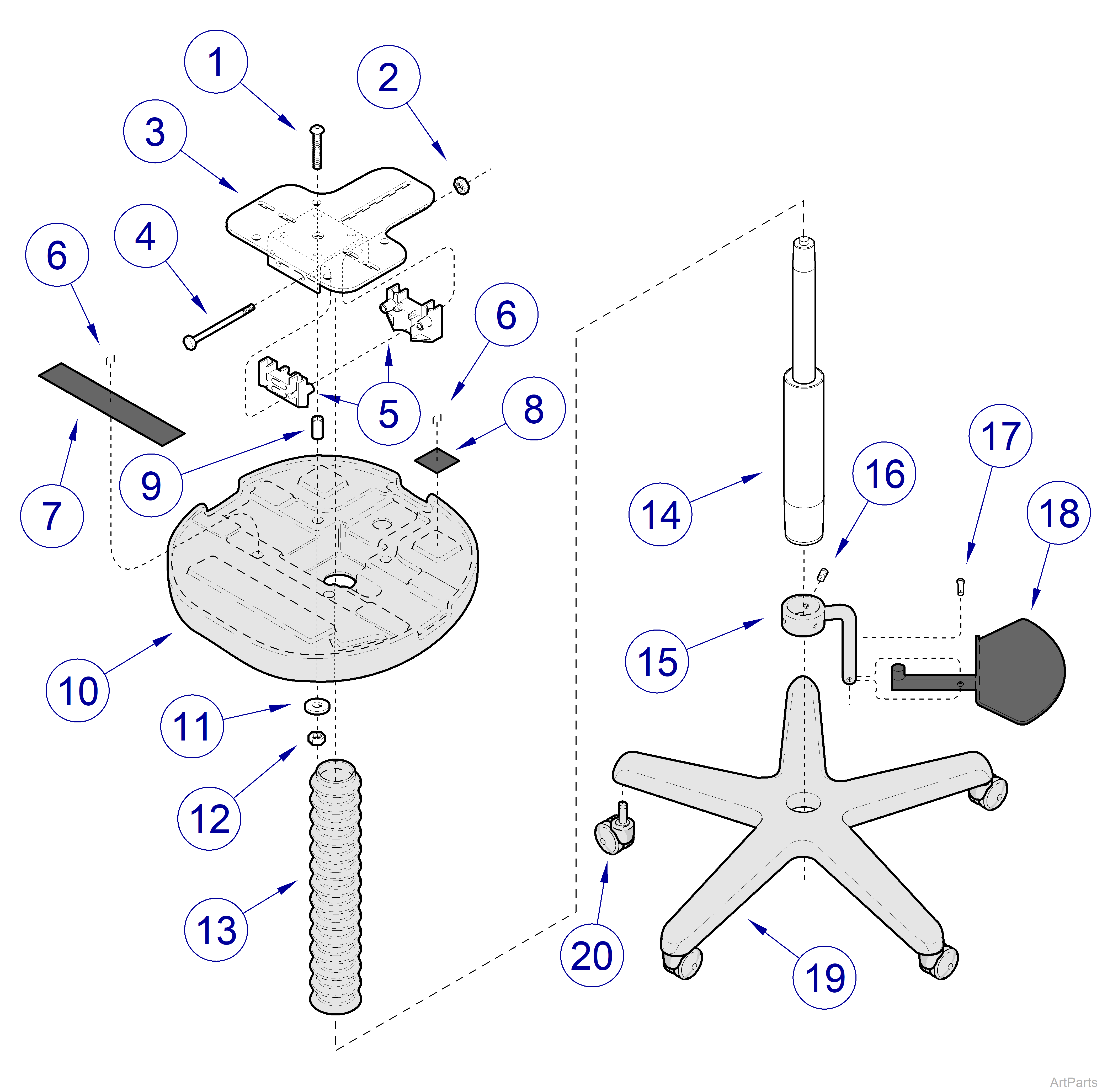 427 Stool Assembly - Serial Number Range: V1134337 thru V1466250 and VAF000001 thru Present