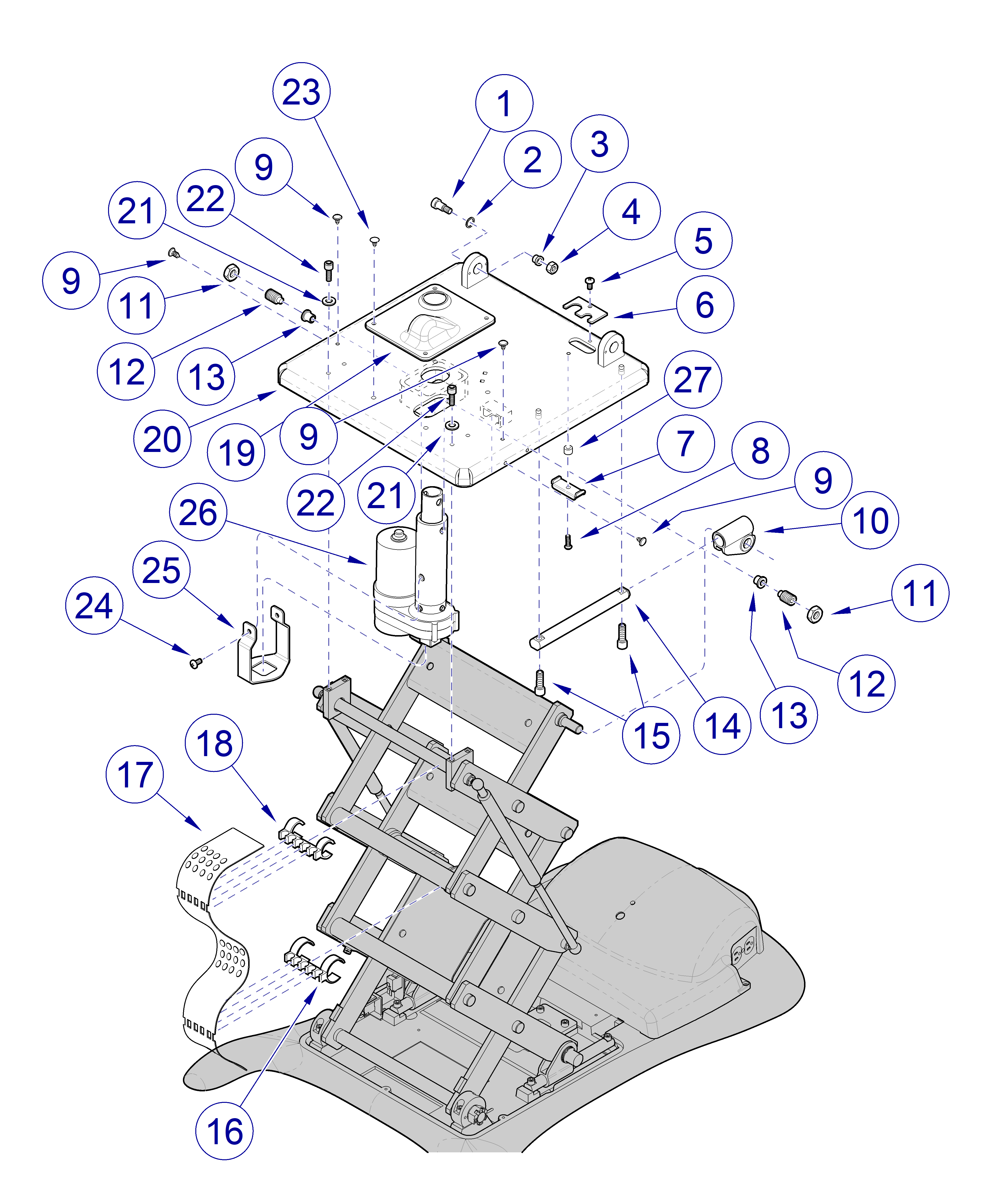 230 and 630 Chair  Column Top Assembly