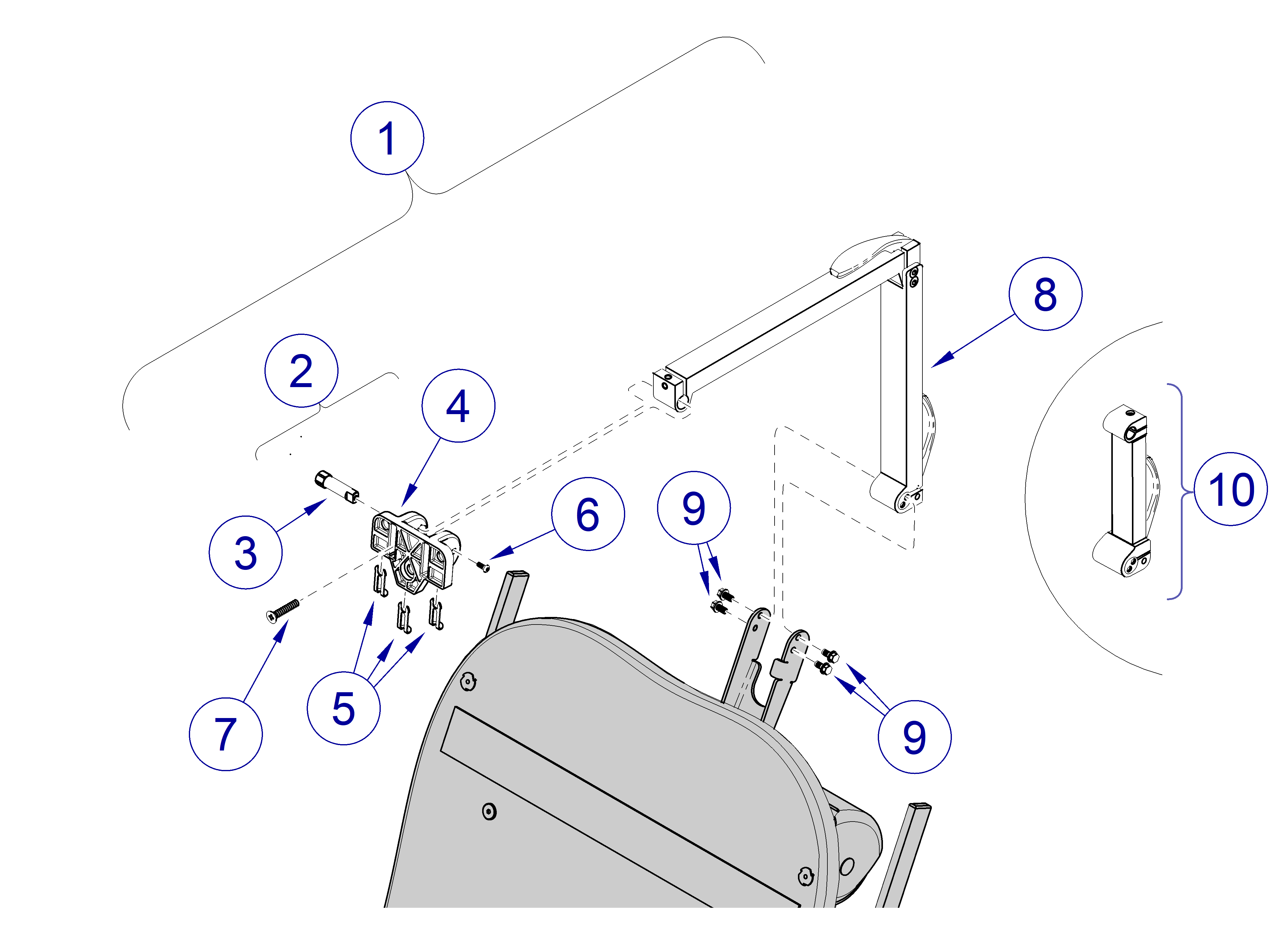 230 and 630 Chair Headlock Assembly