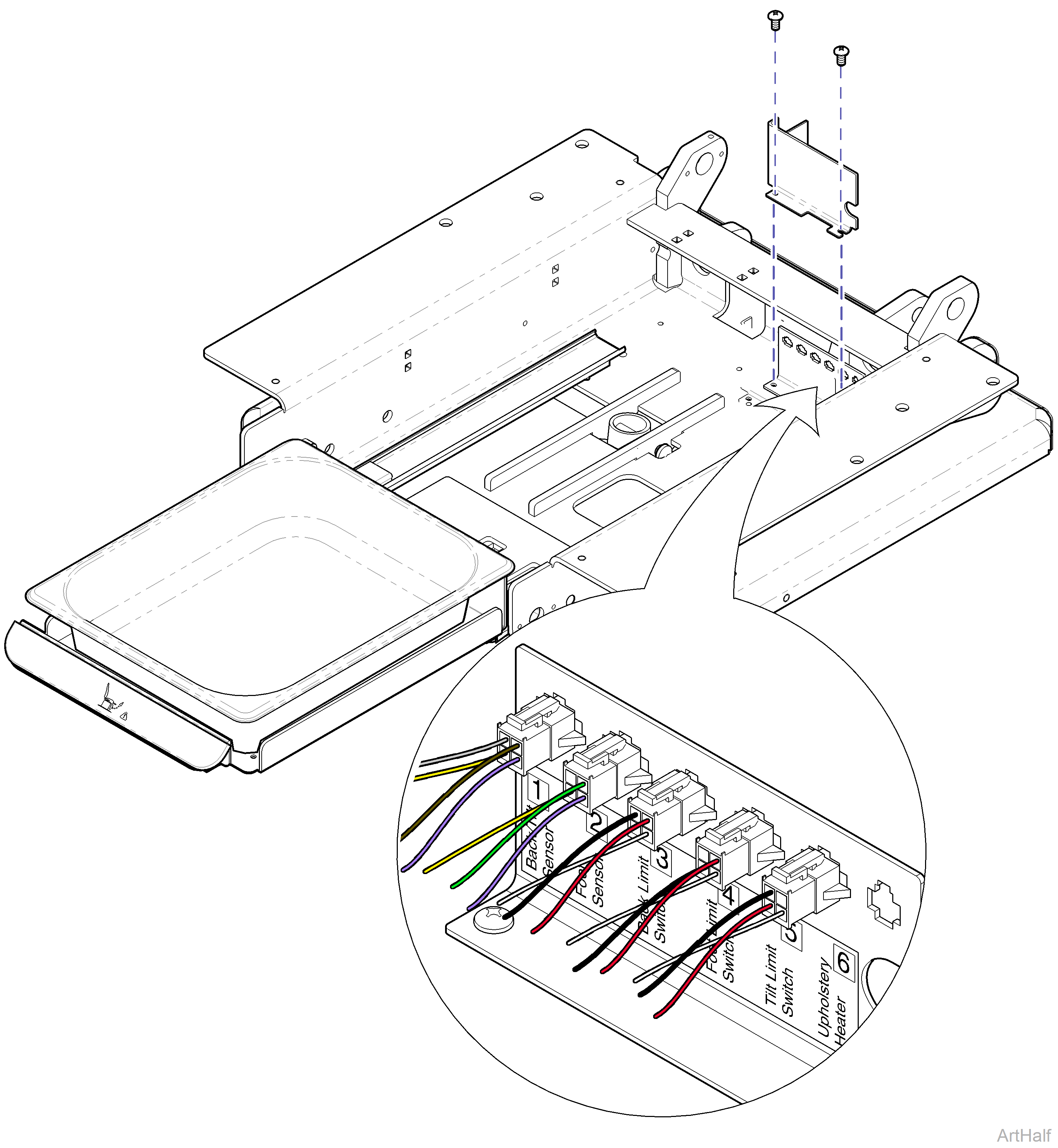 230 and 630 Chair Junction Board Covers Access Procedures