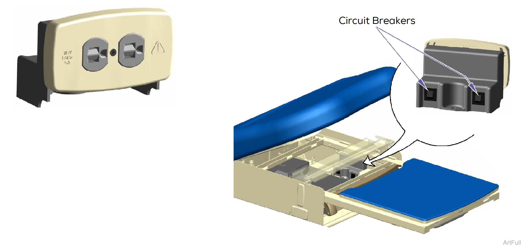 204 and 604 Table table receptacle system