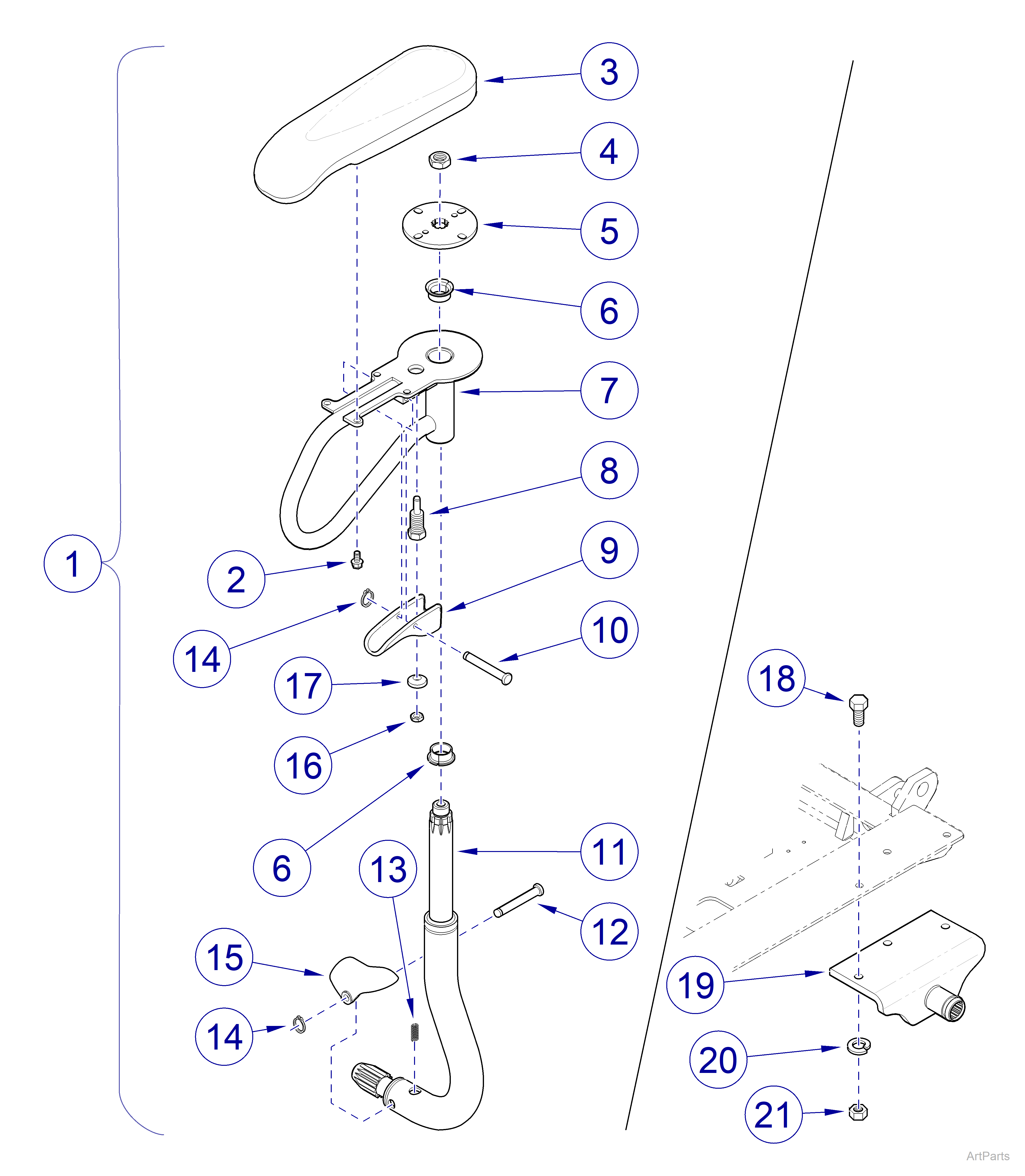 646 and 647 Chair 9A350002 Mounting Brackets and 9A350003 Chair Arms