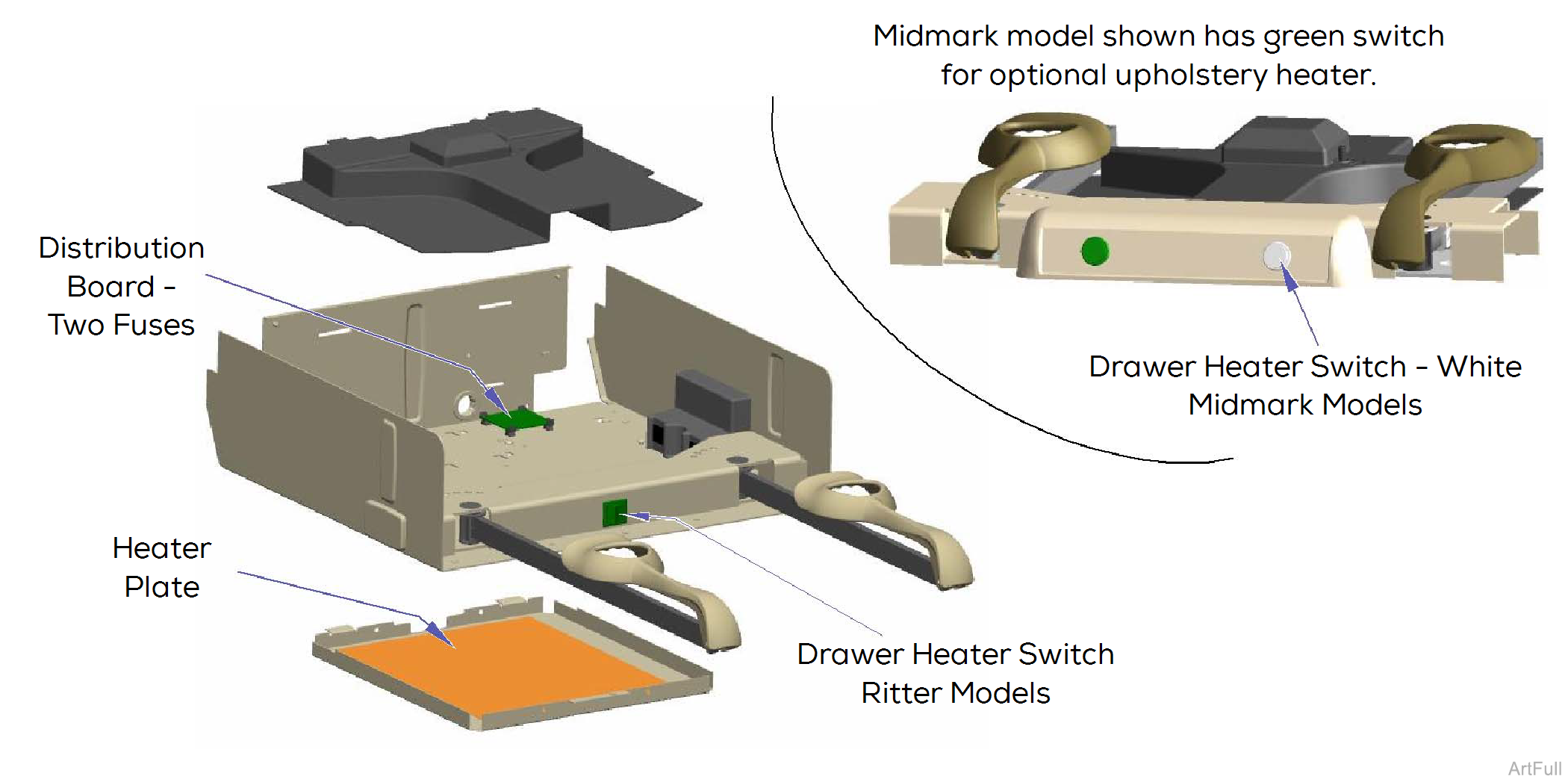 204 and 604 Table Drawere Heater System