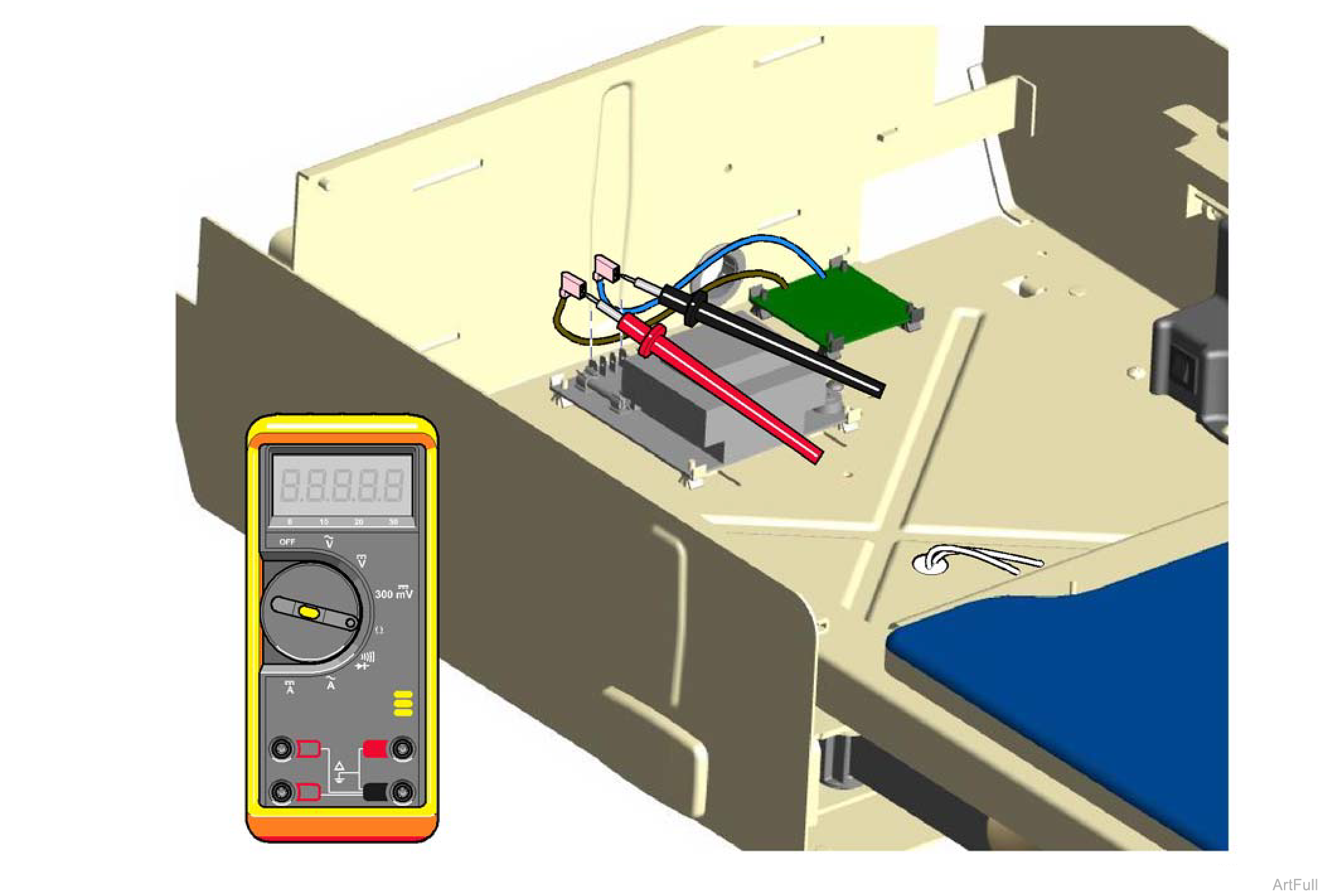 604 Table Upholstery Heater PC Board Supply Voltage Test
