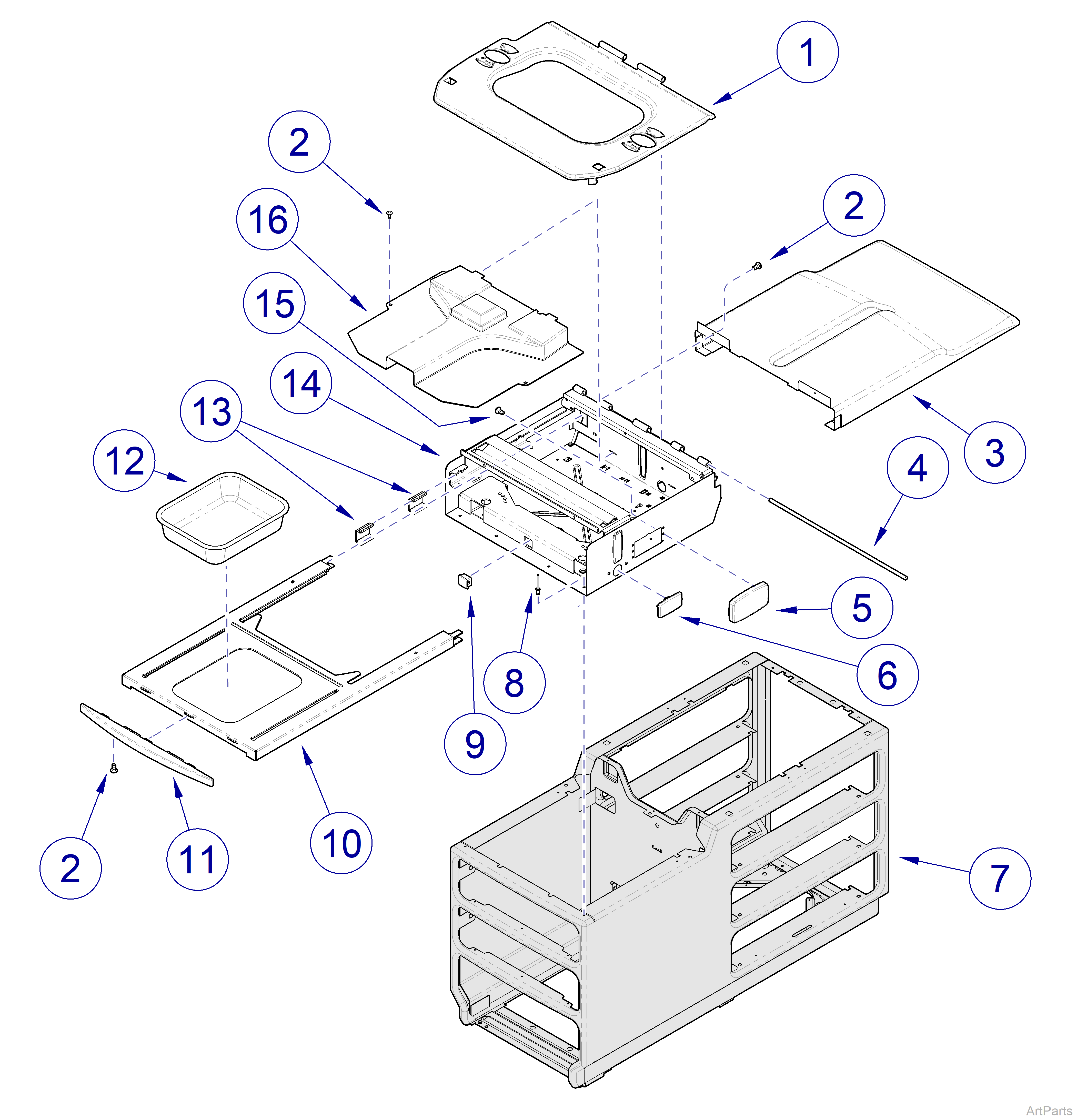 204-001 thru -007 Ritter Upperwrap and Footrest Shelf 