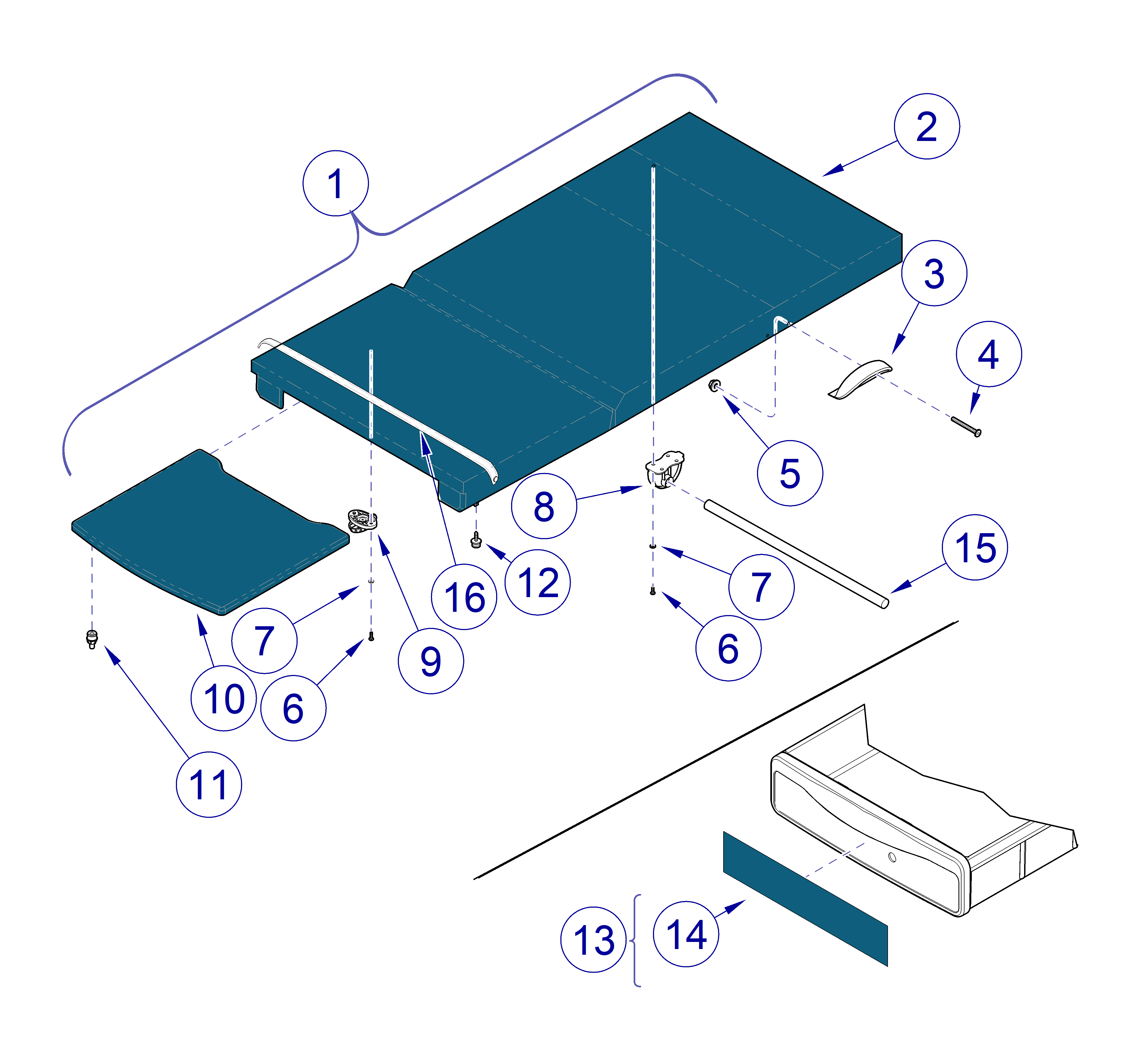 204 Table, Flat Upholstery 