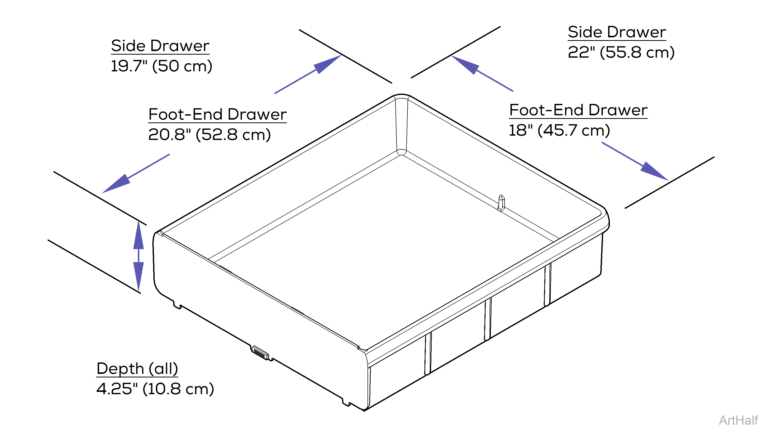 204 and 604 Table Drawer Dimensions