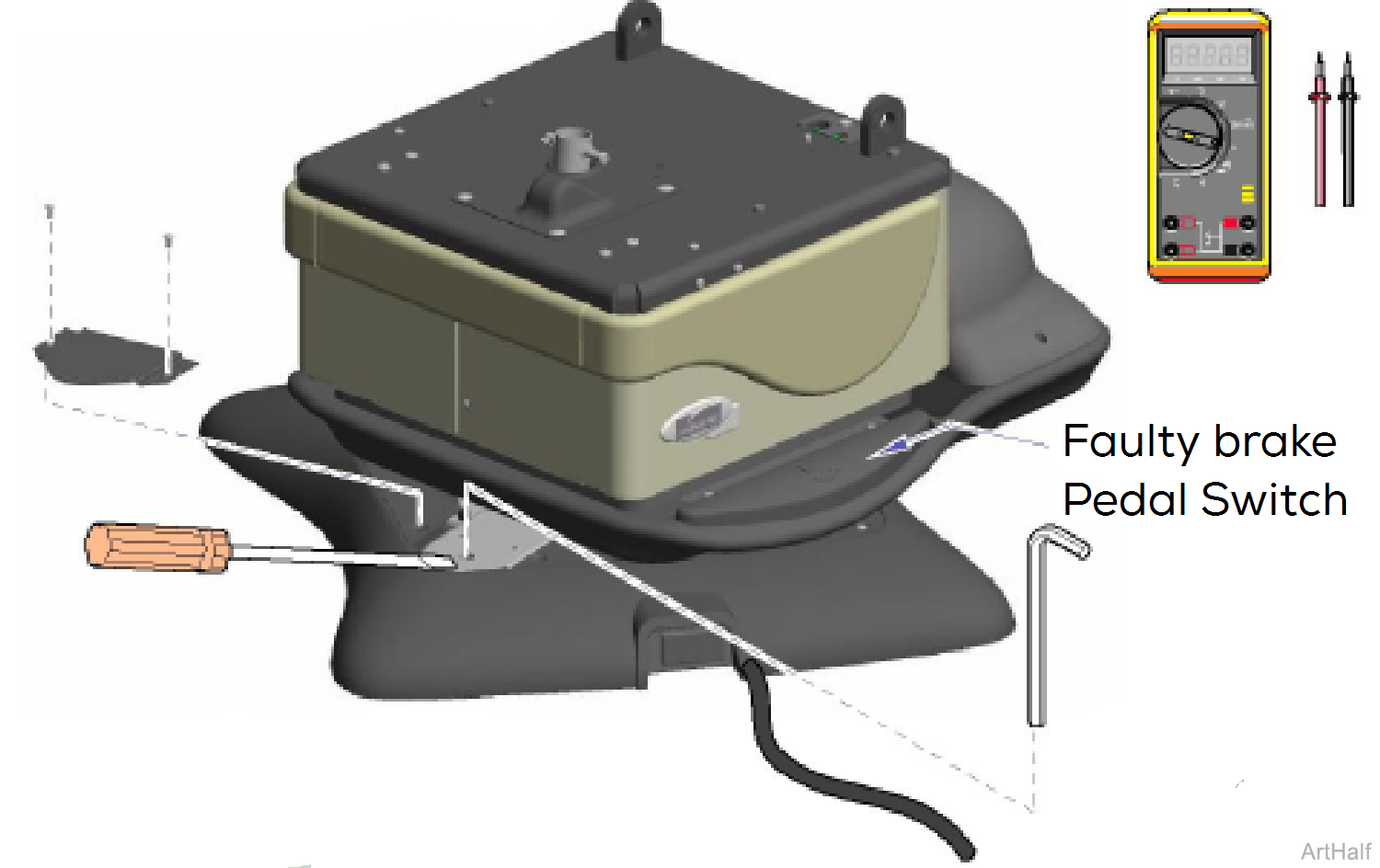 230 and 630 Chair Rotational Base Brake System