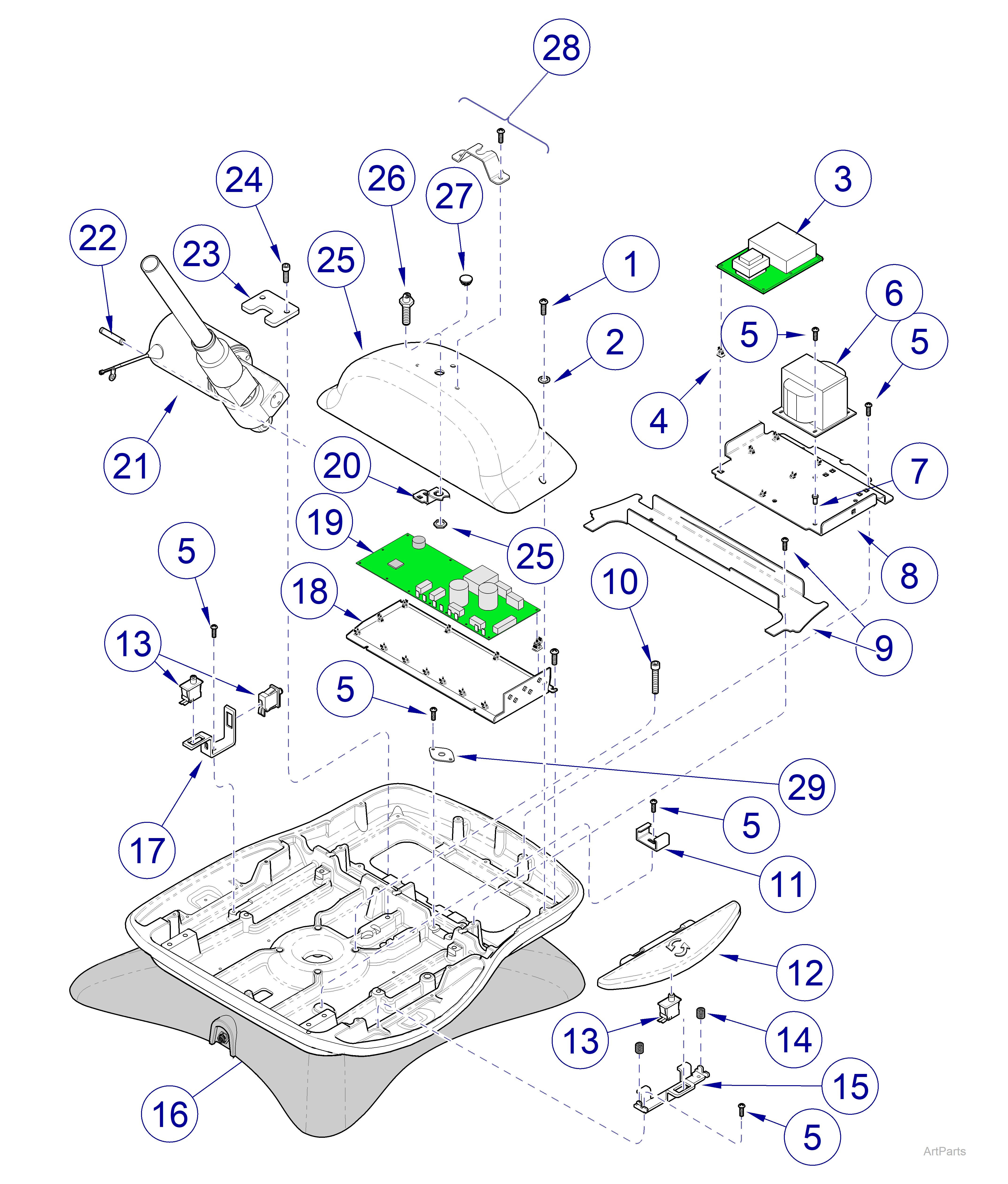 230 and 630 Chair  Rotational Base Upper Section