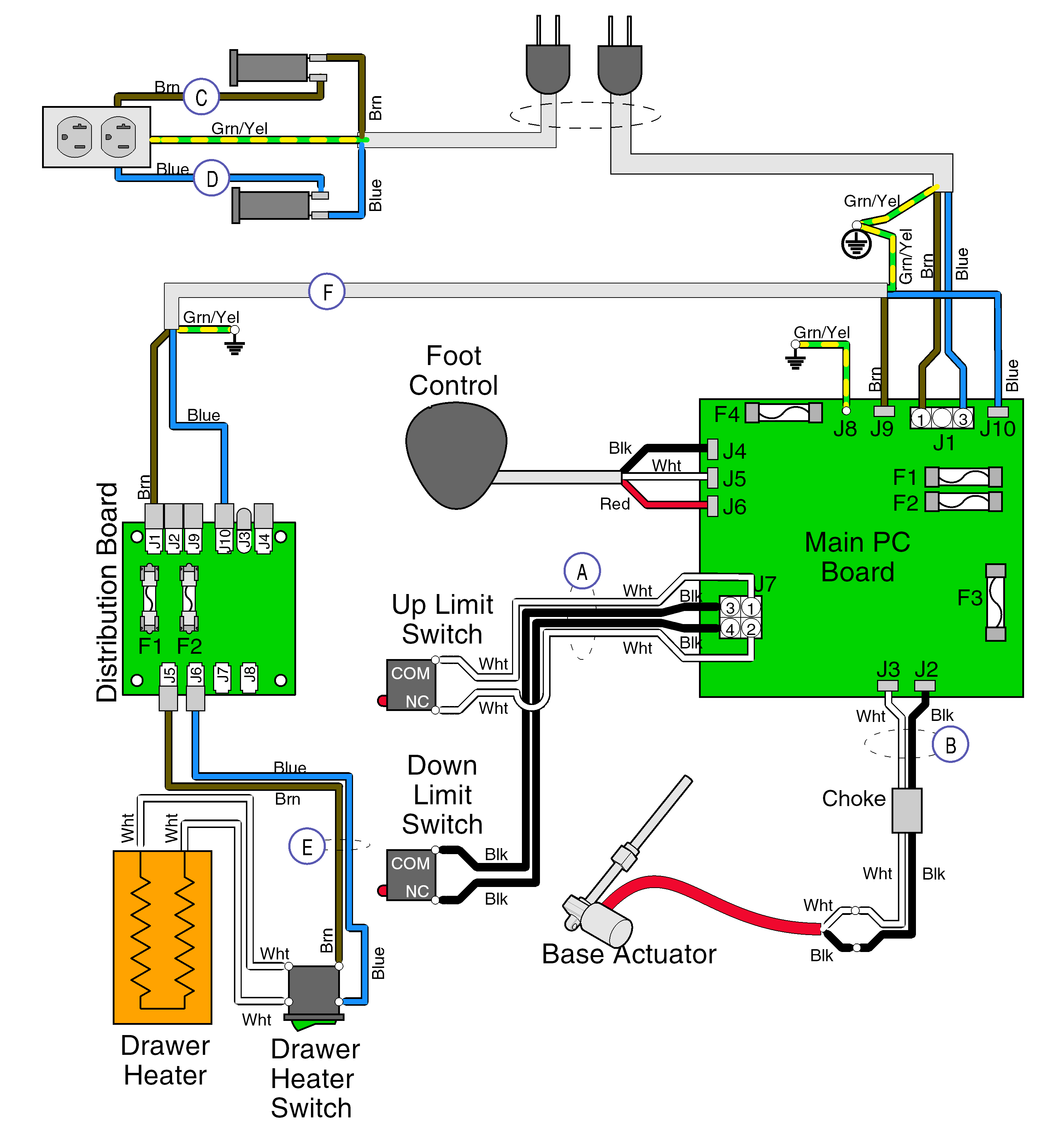 222, 223, 622 and 623 Table Wiring Diagram