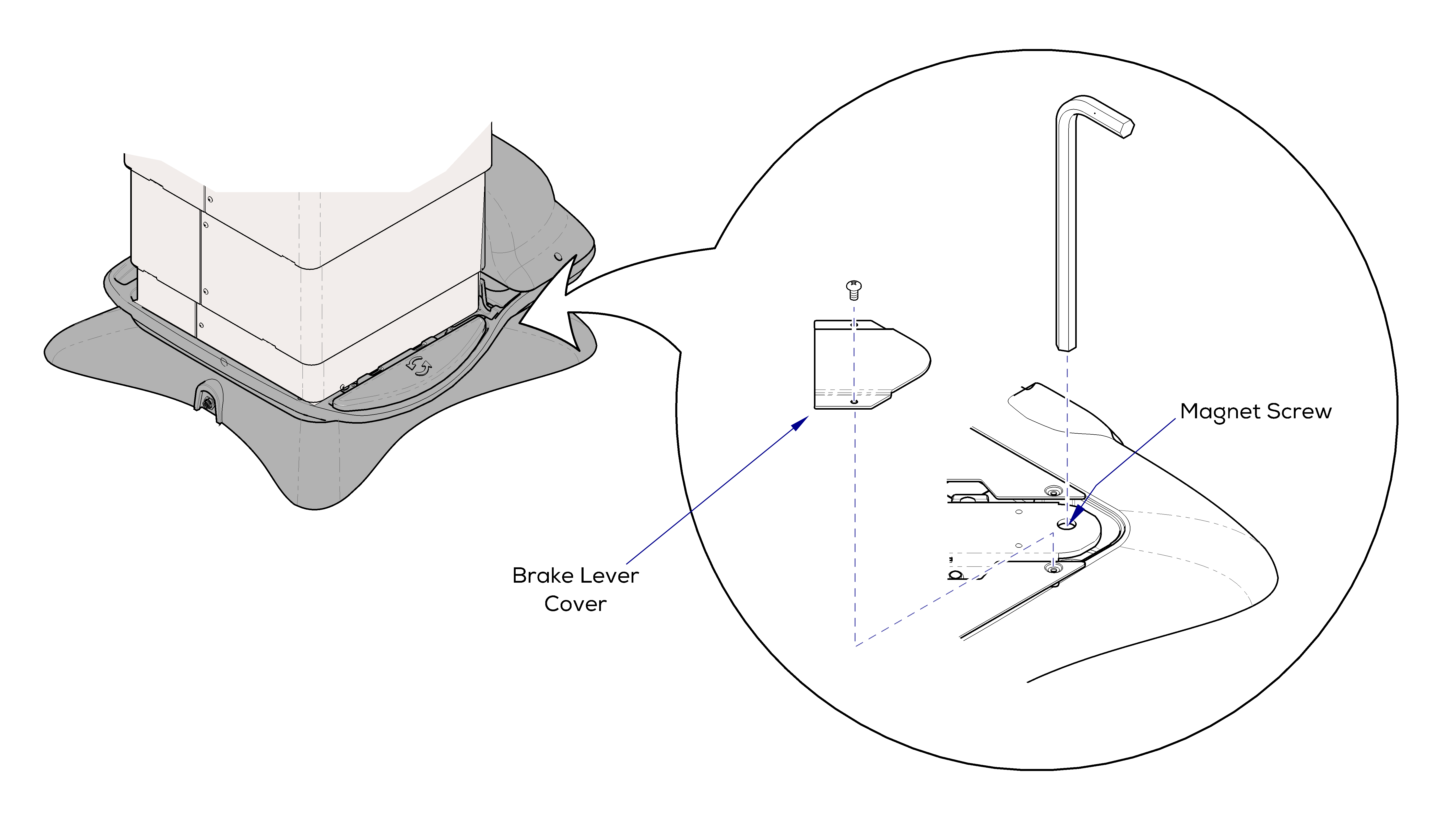 230 and 630 Chair Rotational Base Brake System Magnet Position Adjustment 