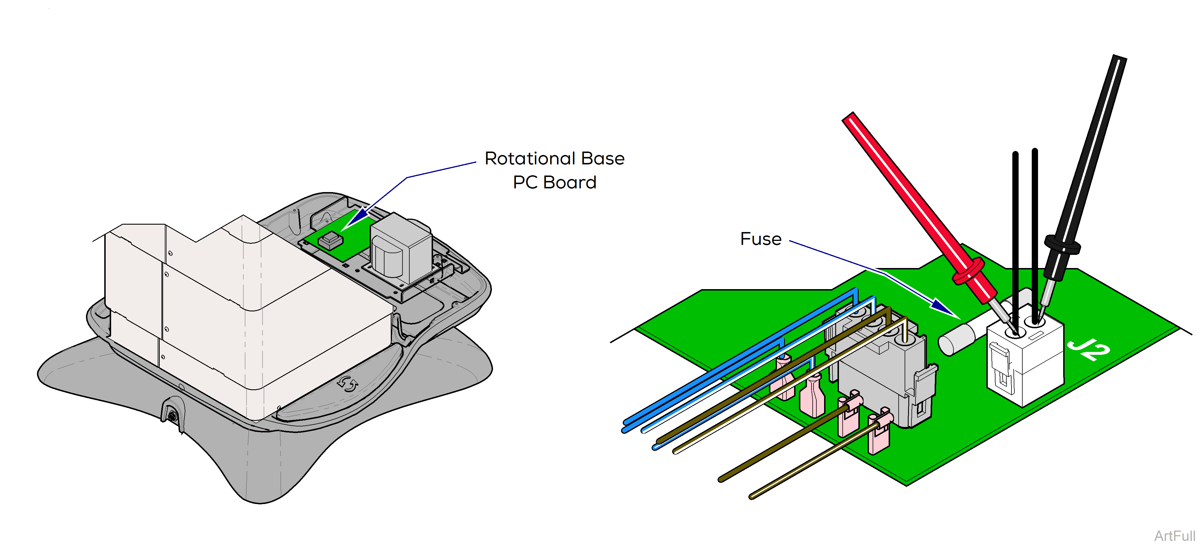 647 Chair Rotational Brake Electrical Test / Fuse Location