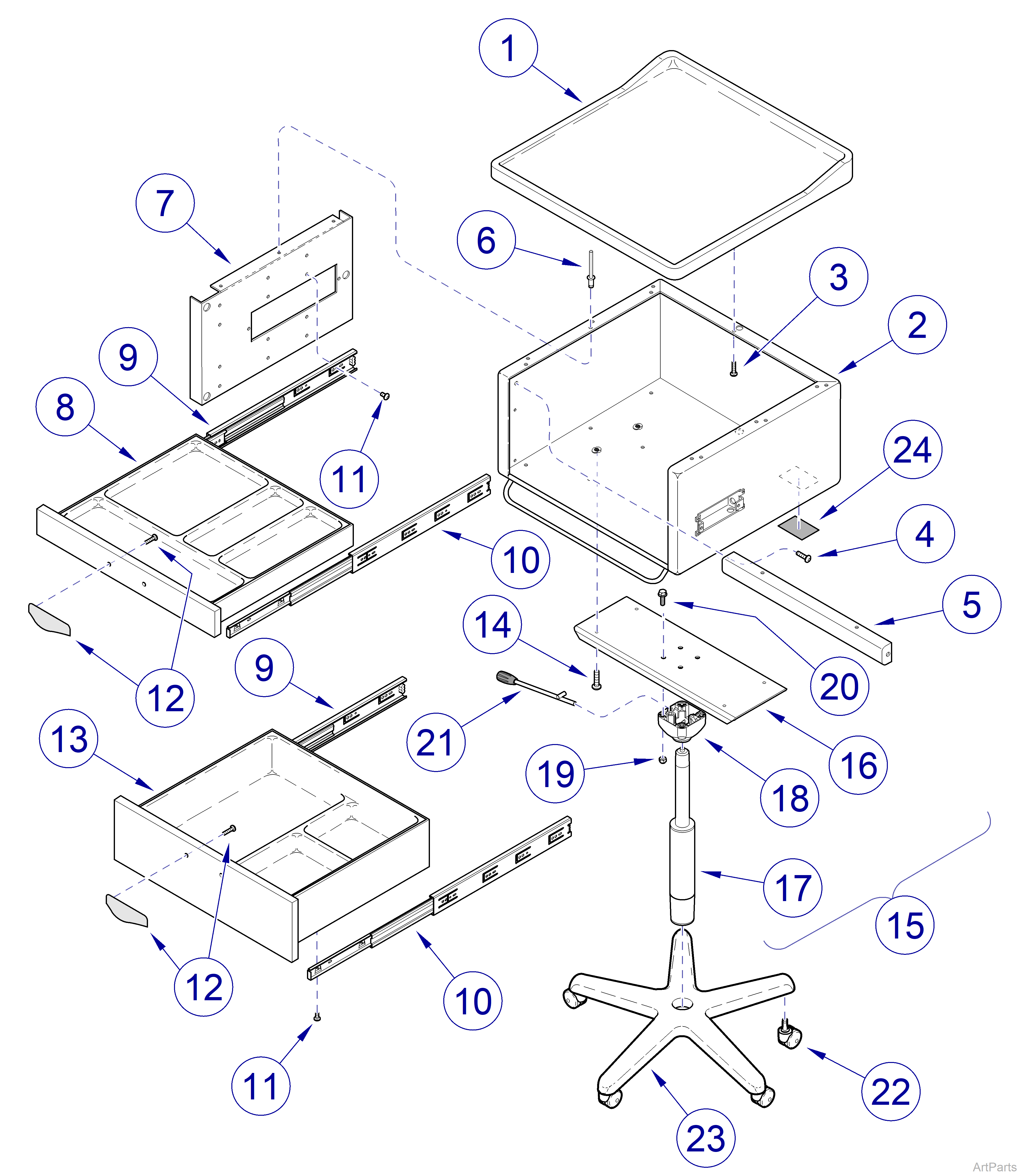 265 Cart Adjustable Height Cabinet Assembly
