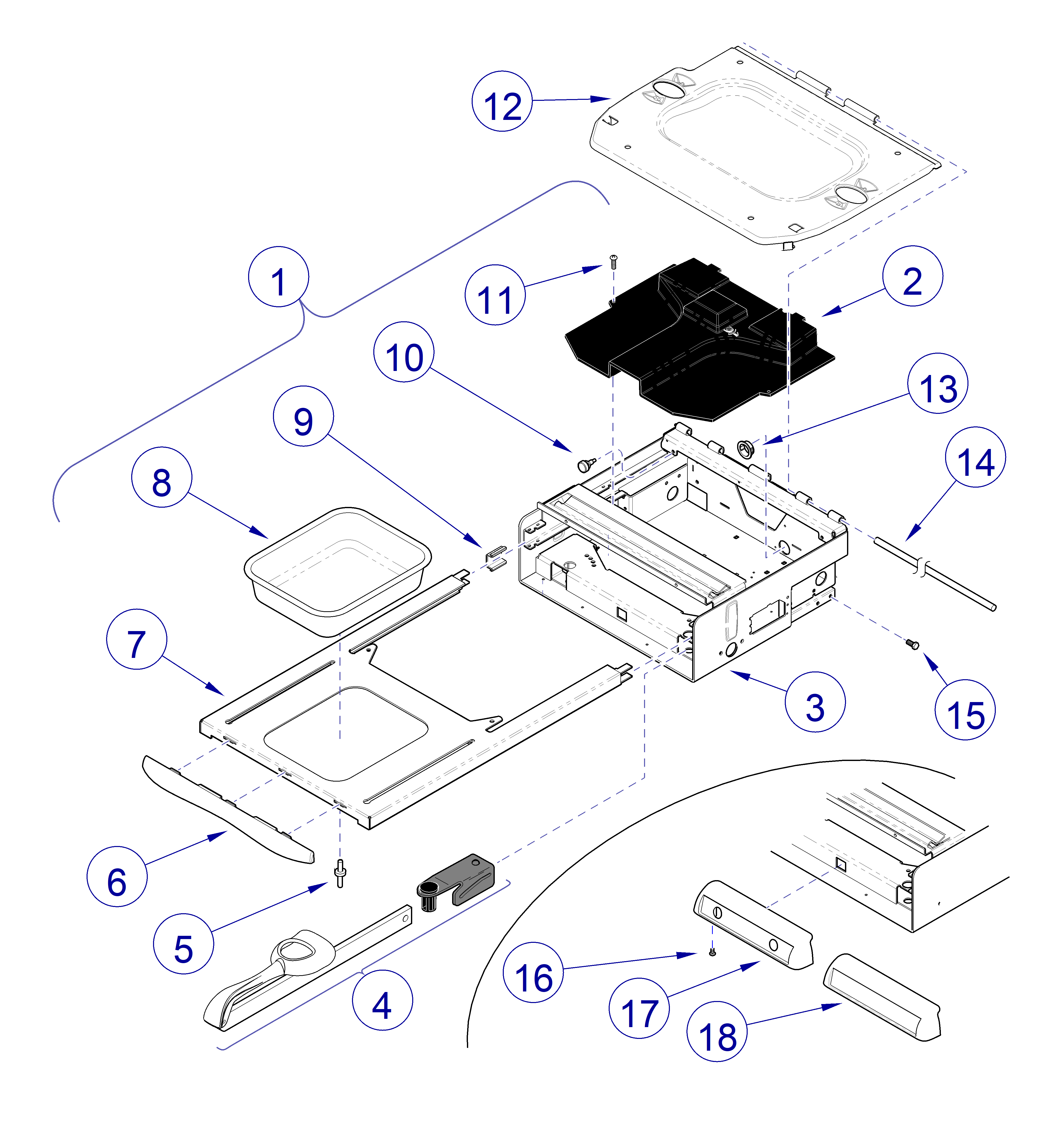 Midmark Upperwrap & Footrest Shelf