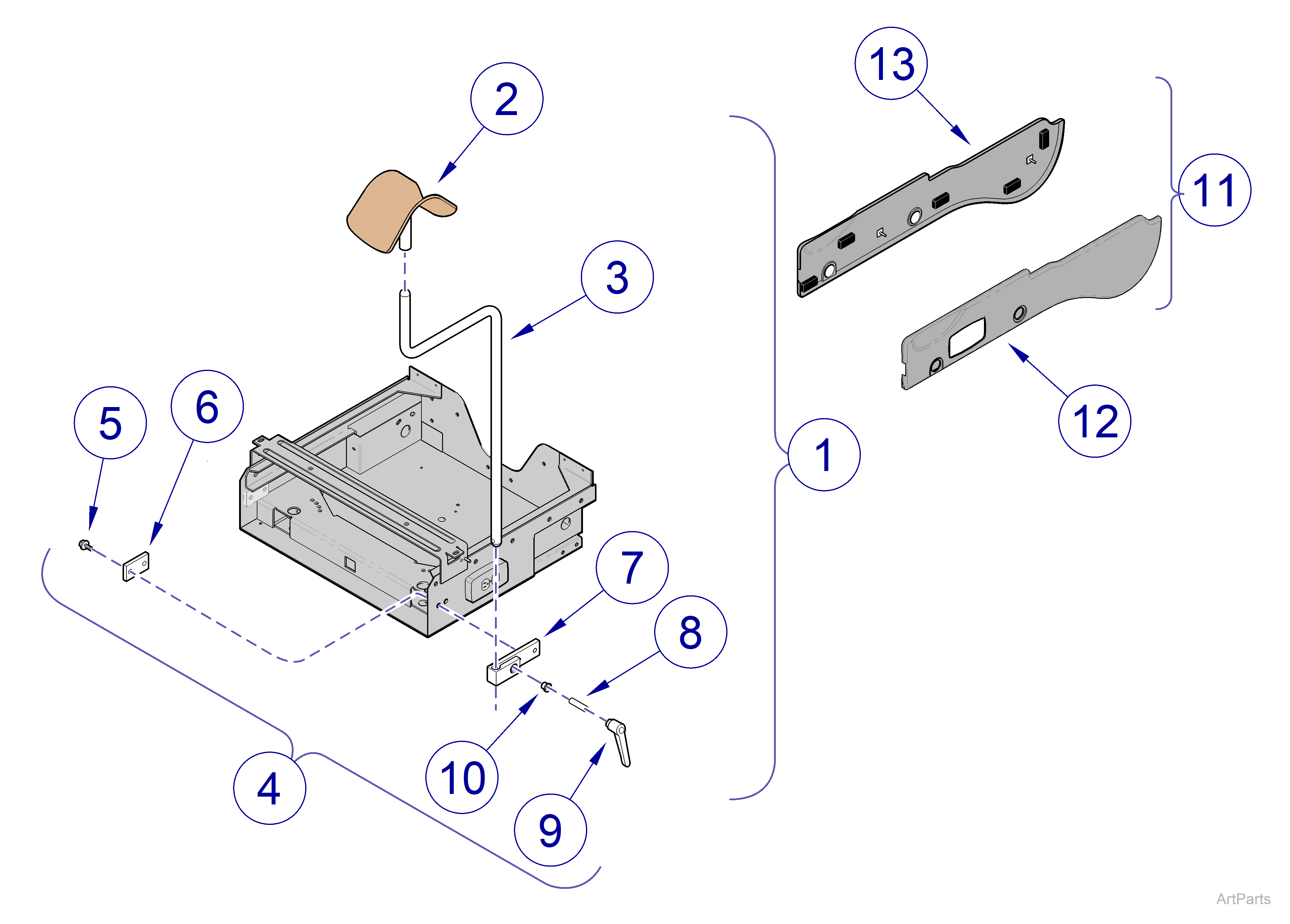 9A36100x Knee Crutches / Brackets / Cladding