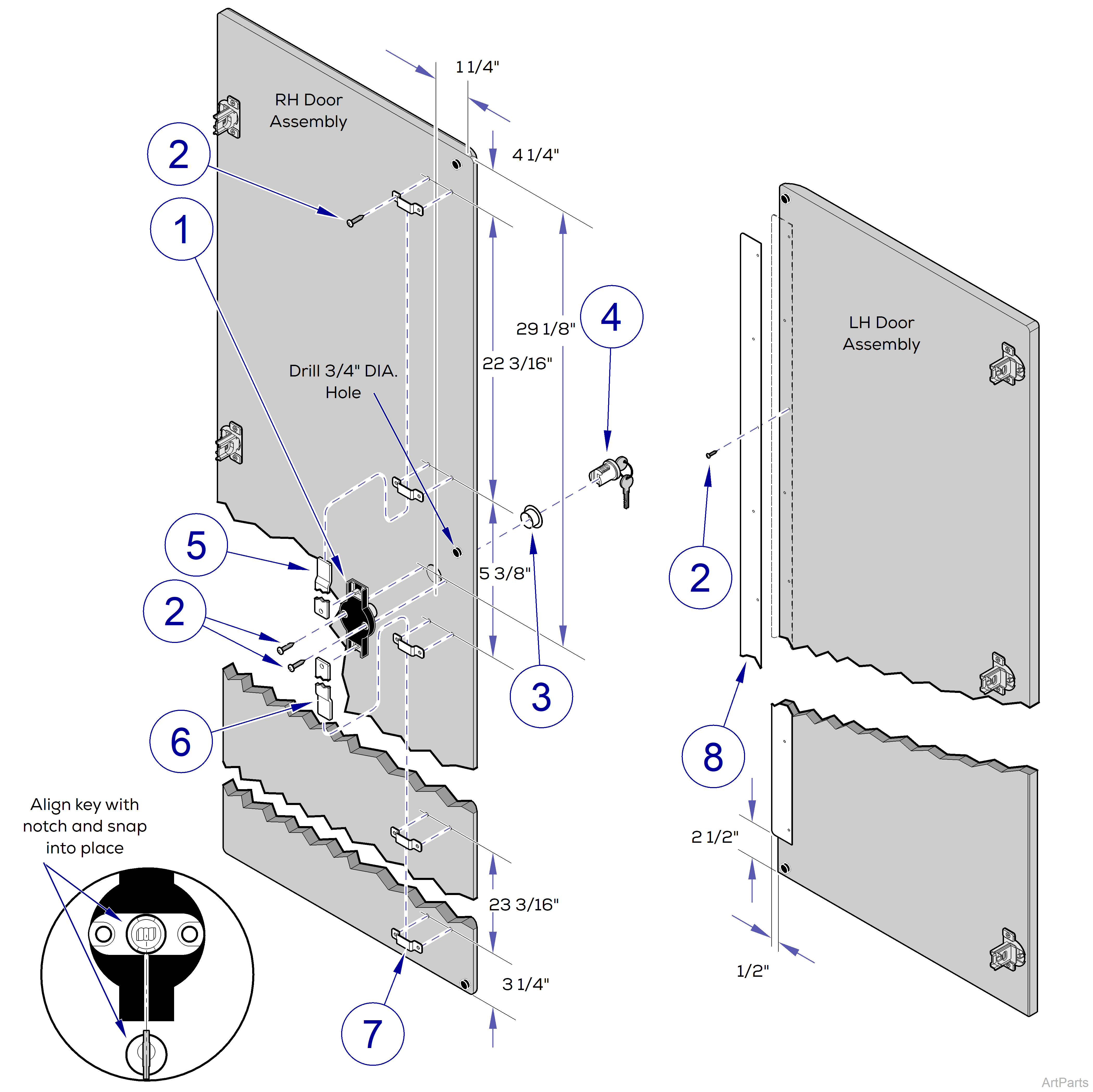 Double Door Key Lock Kits