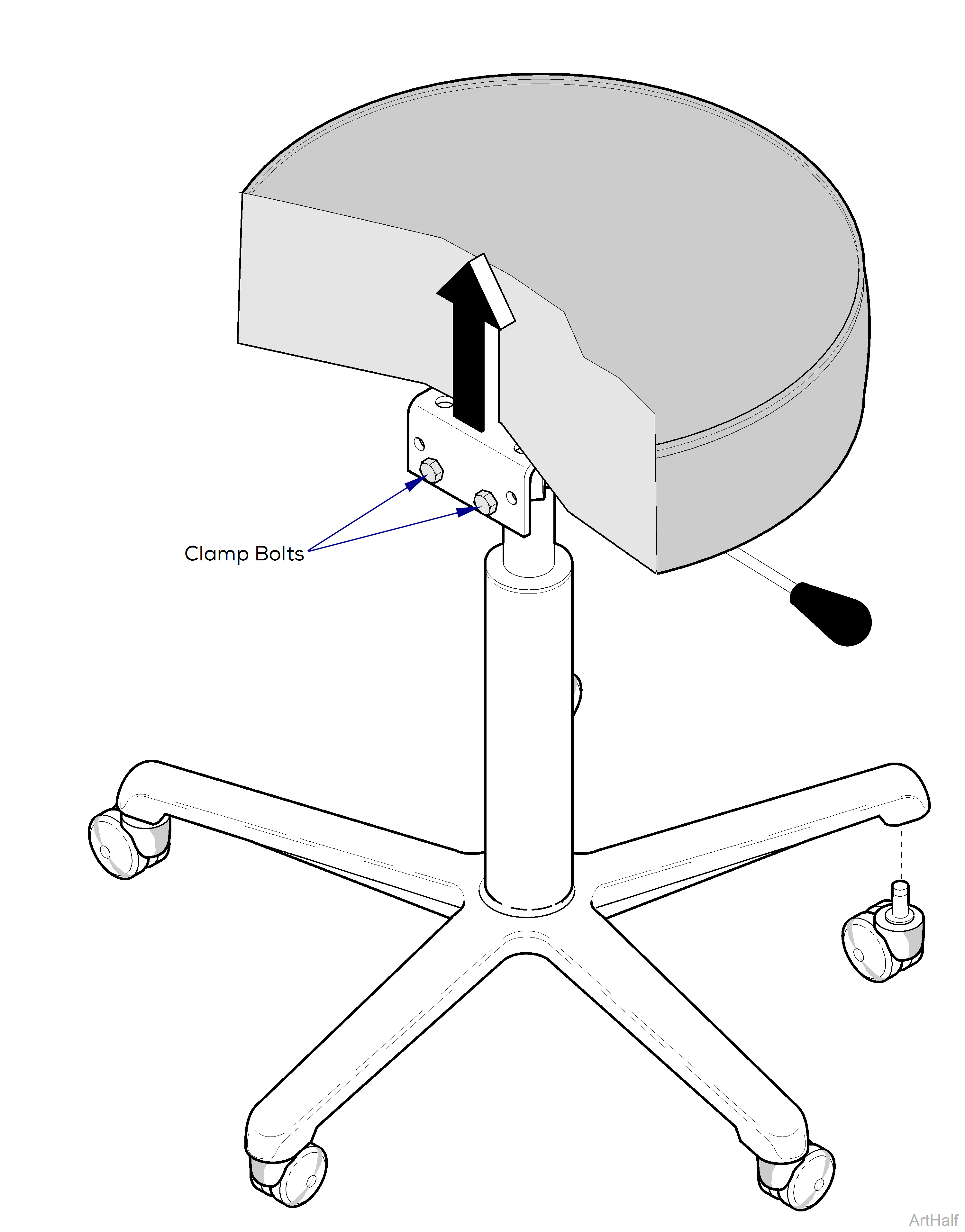 425 and 427 Series Stools Release Lever Adjustment