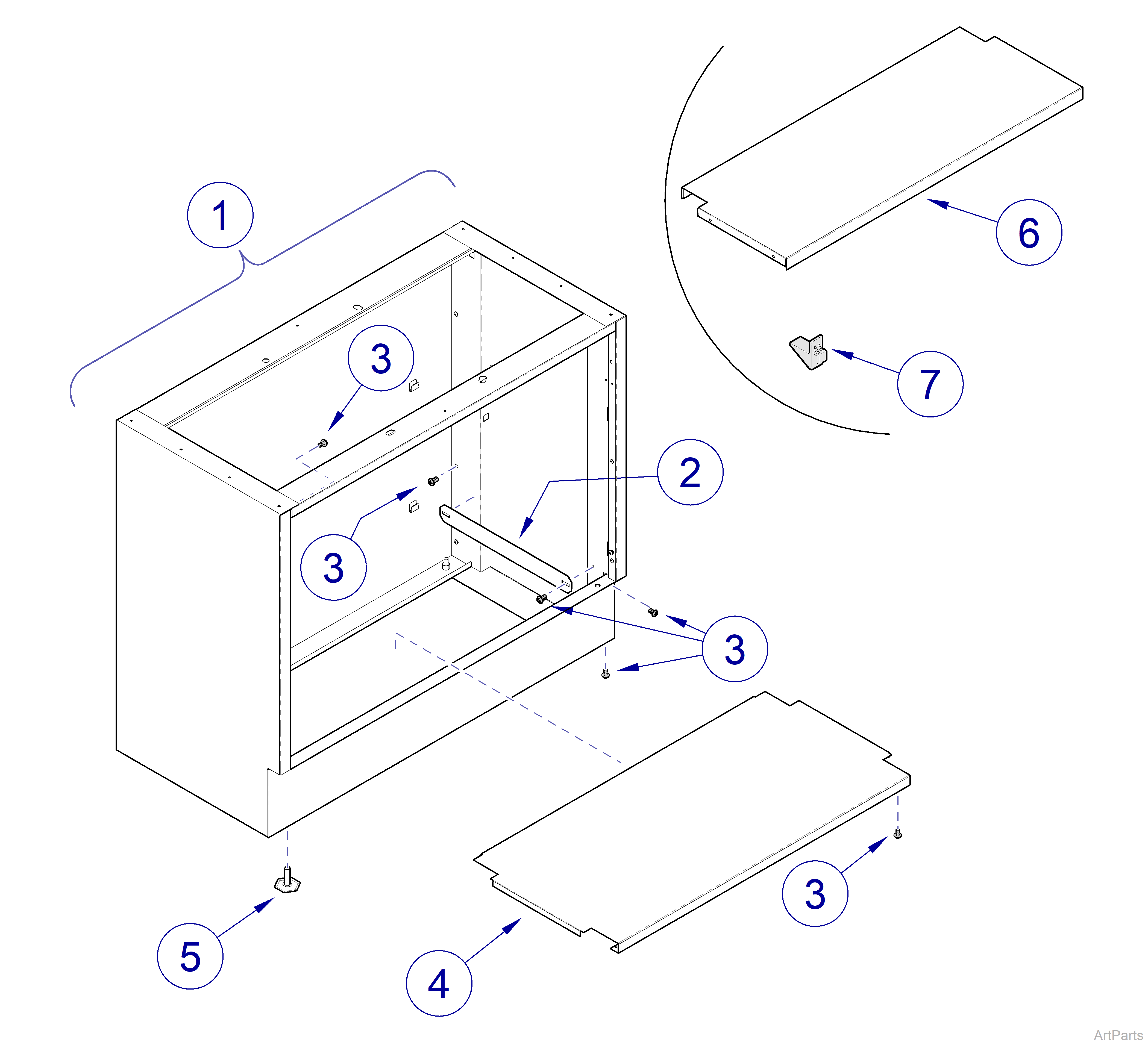 640 Exam Table Cabinet Assembly 