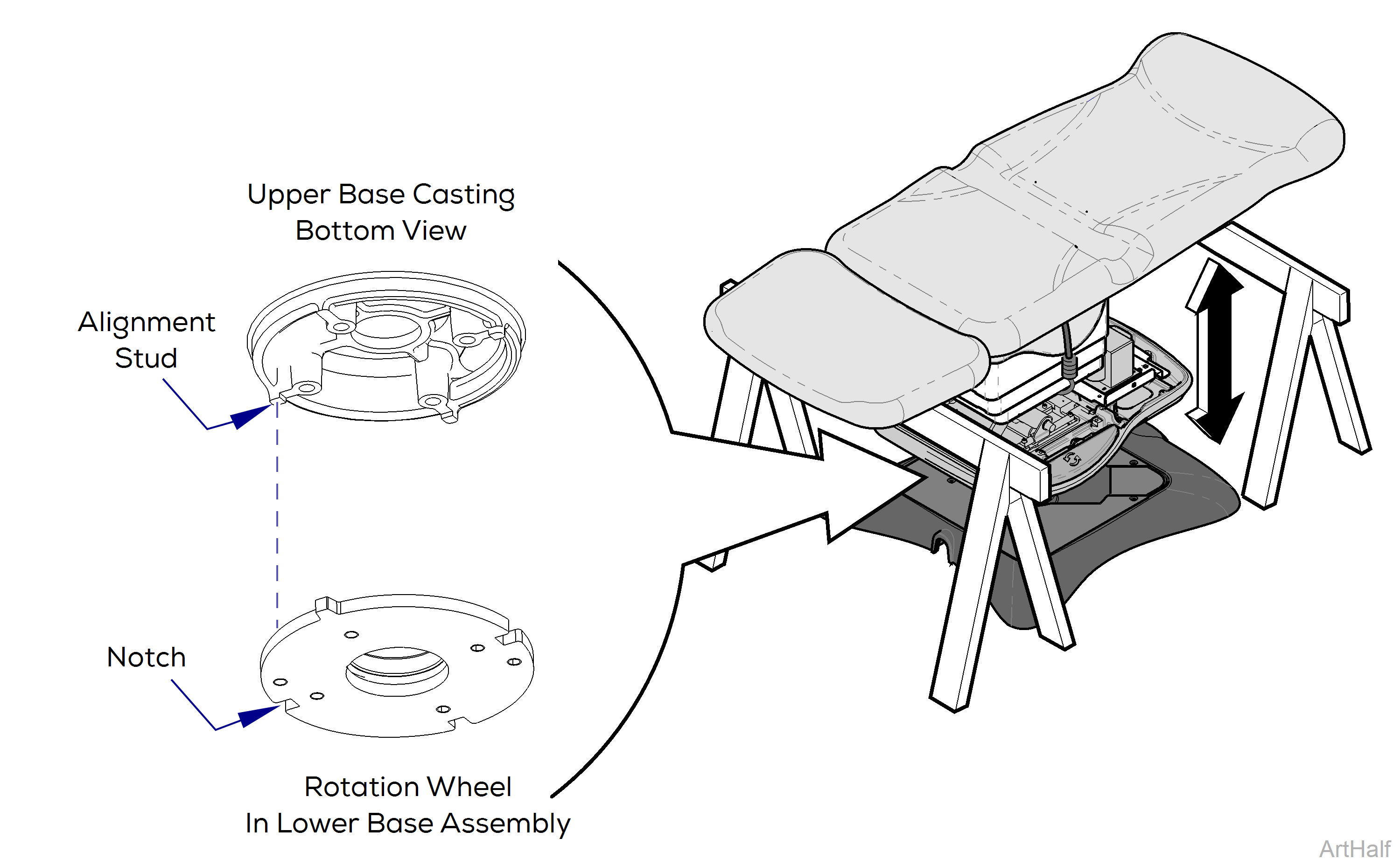 Uper Base Casting and Rotation Wheel
