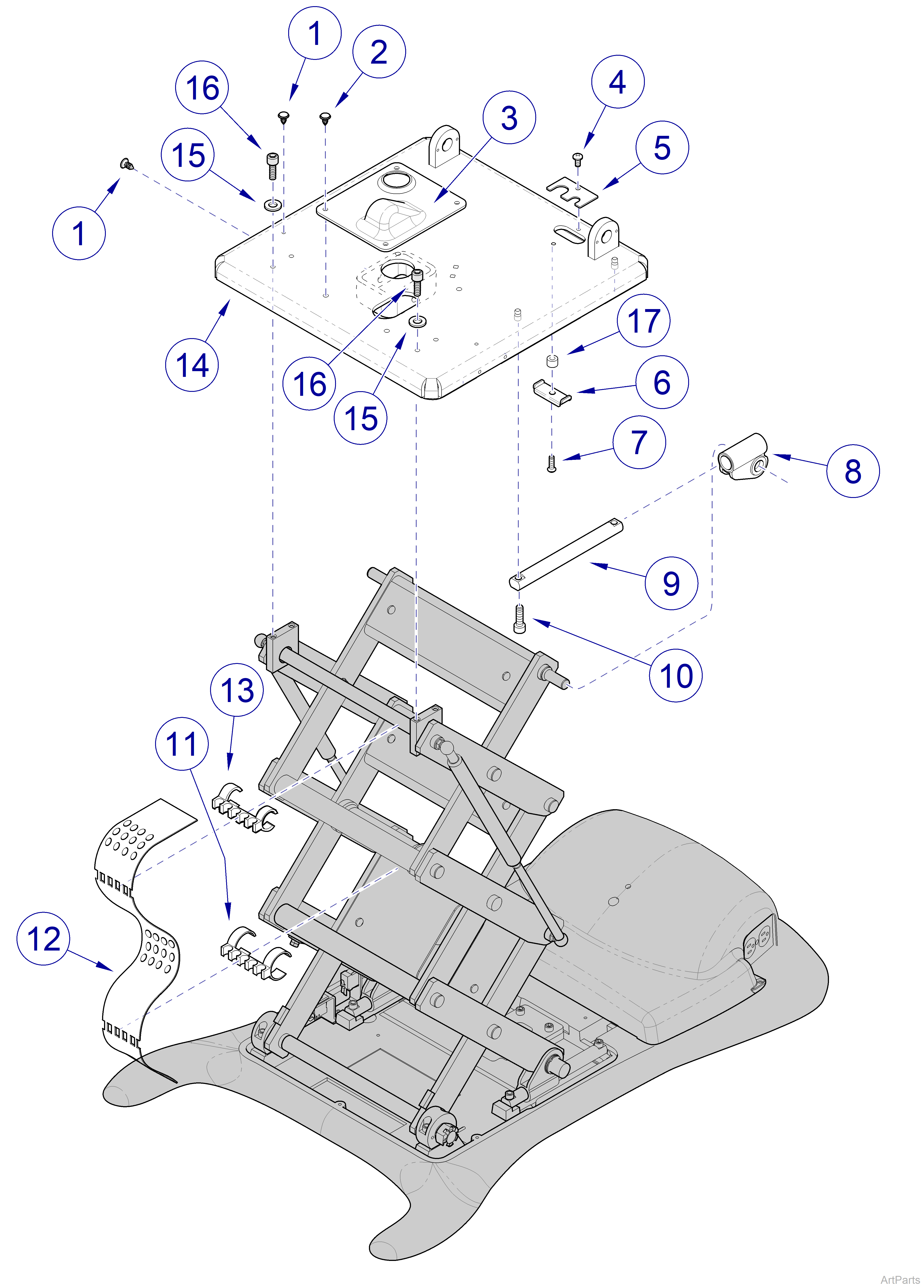 647 Chair Column Top Components