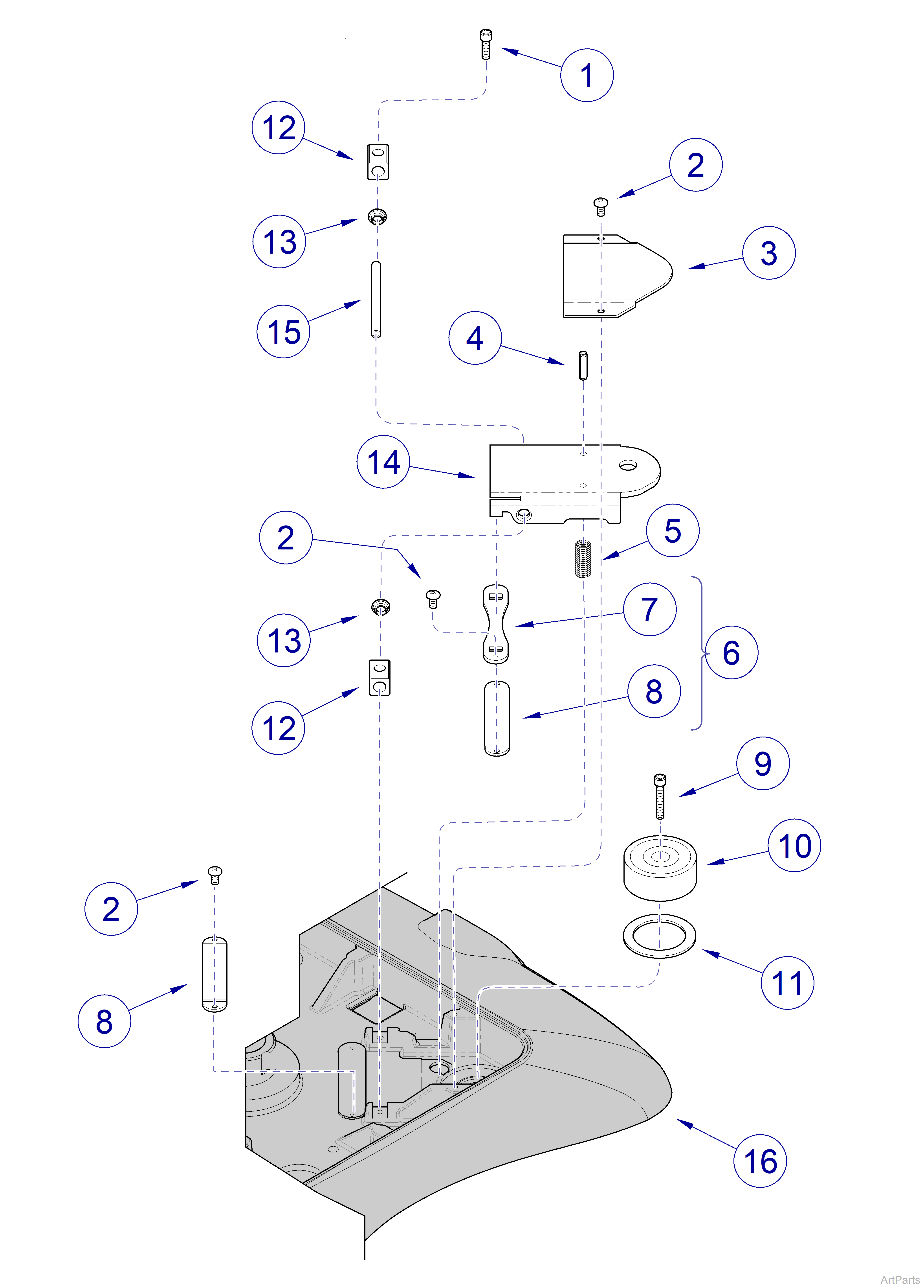 647 Chair Rotational Base - Brake Lever / Electro-Magnet