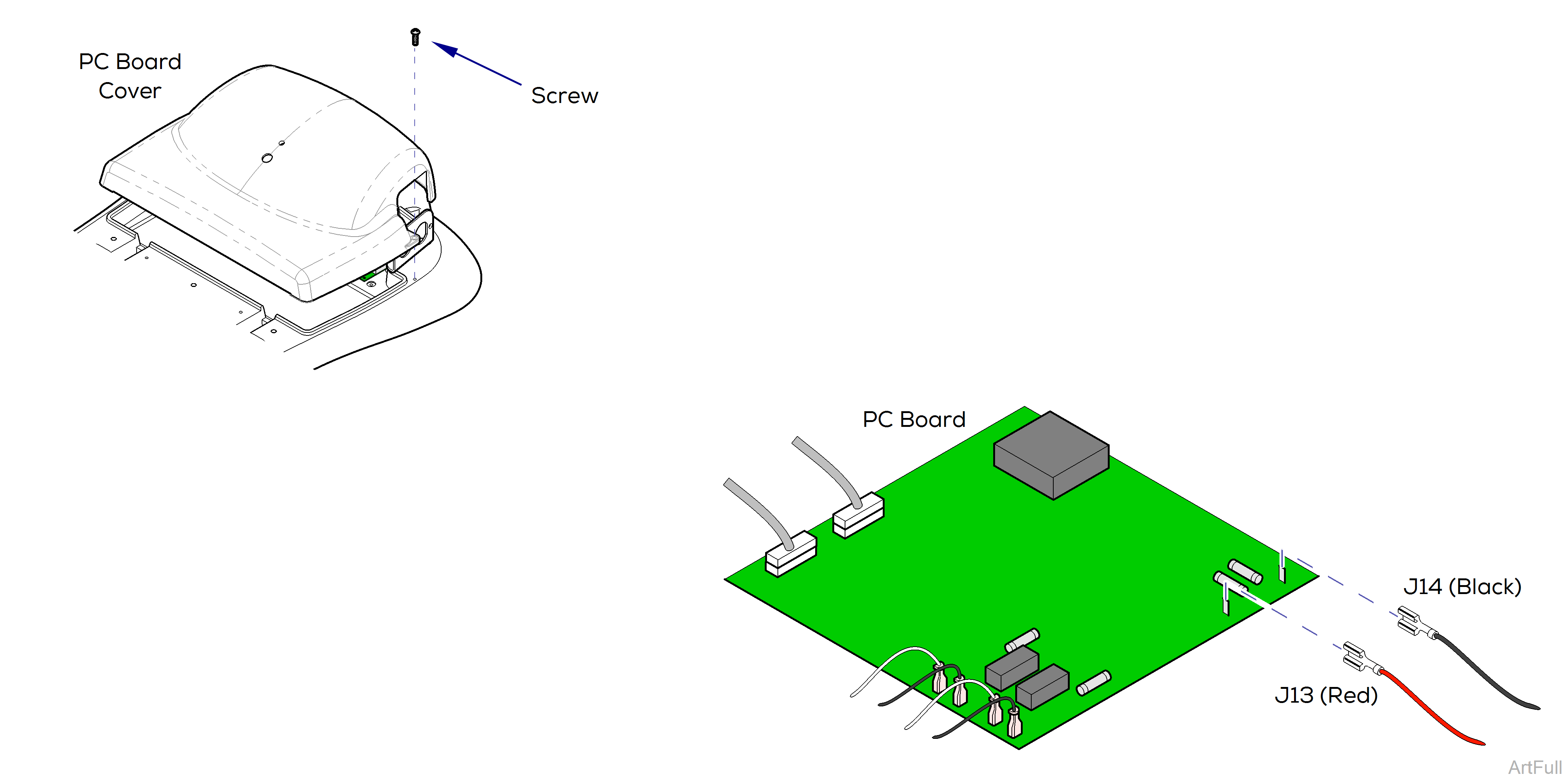 646 Chair PC Board Cover Access Procedures